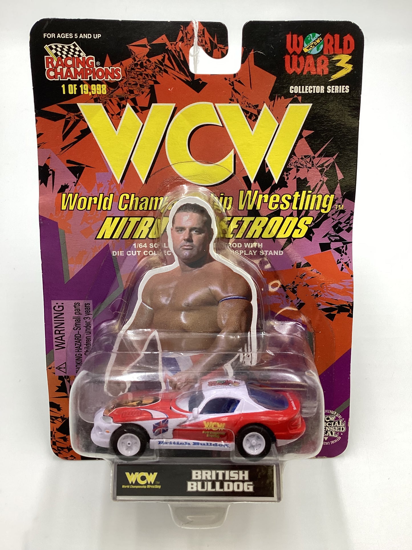 Racing Champions WCW Nitro Streetrods British Bulldog 96 Viper GTS White/Red *Cracked Blister* SR