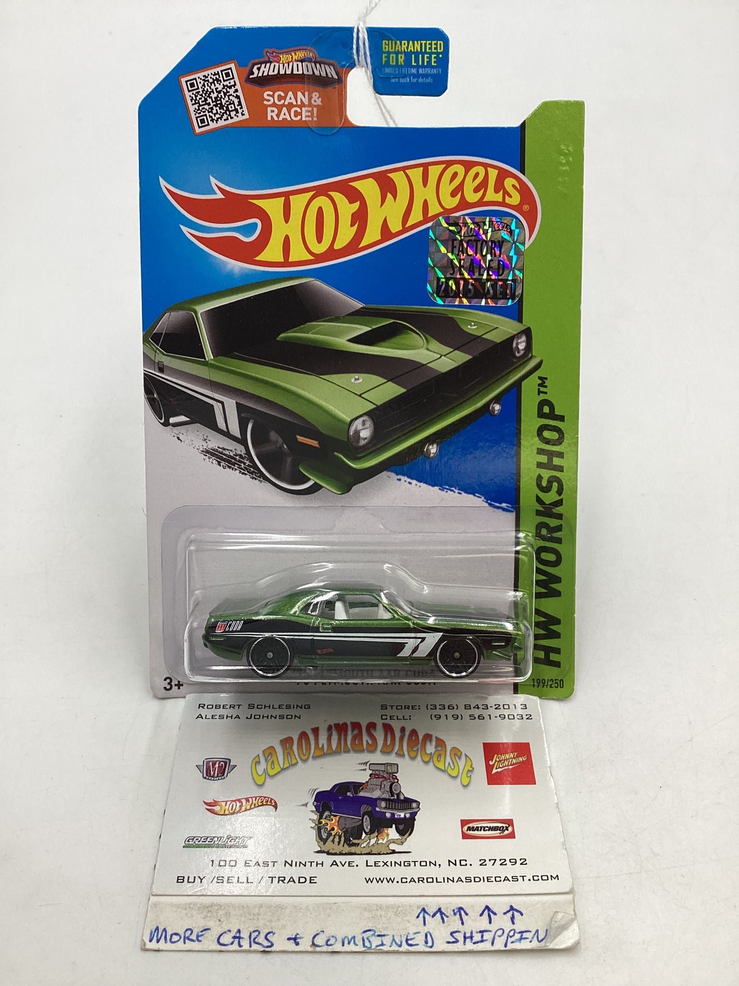 2015 Hot Wheels #199 Factory Sealed Green 70 Plymouth AAR Cuda 44A