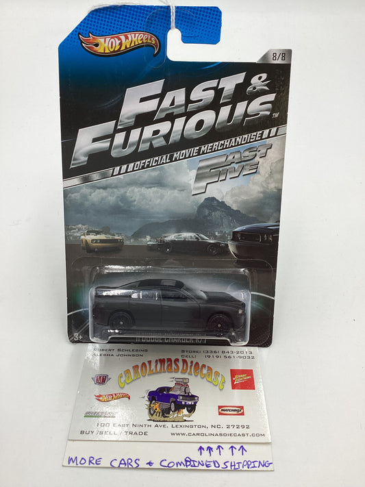 2013 Hot Wheels Fast and Furious Fast Five #8 11 Dodge Charger R/T Matte Black 73F