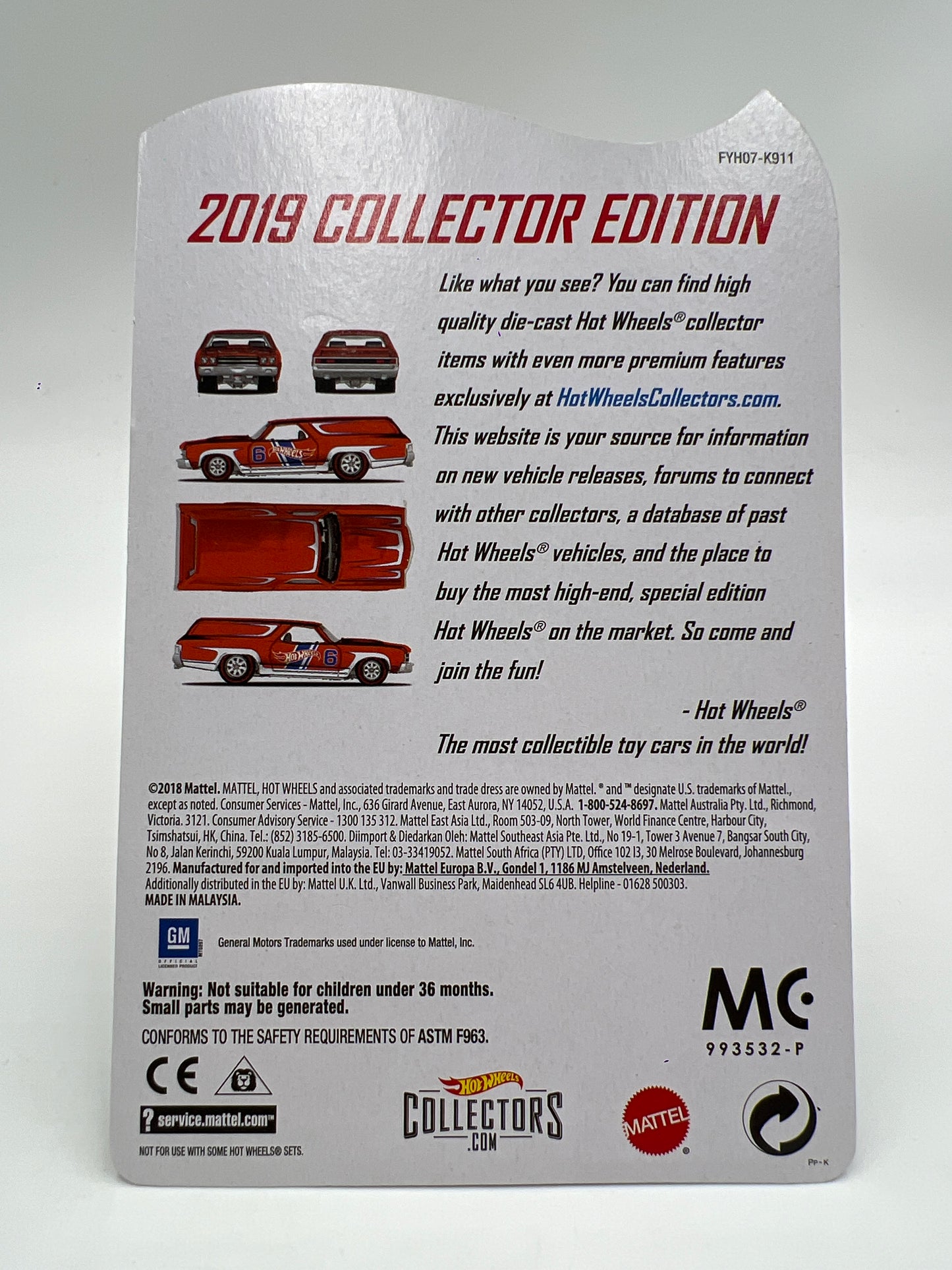 2019 Hot Wheels Factory Sealed Collectors Edition Mail In #6 70 Chevelle Delivery Orange W/Protector