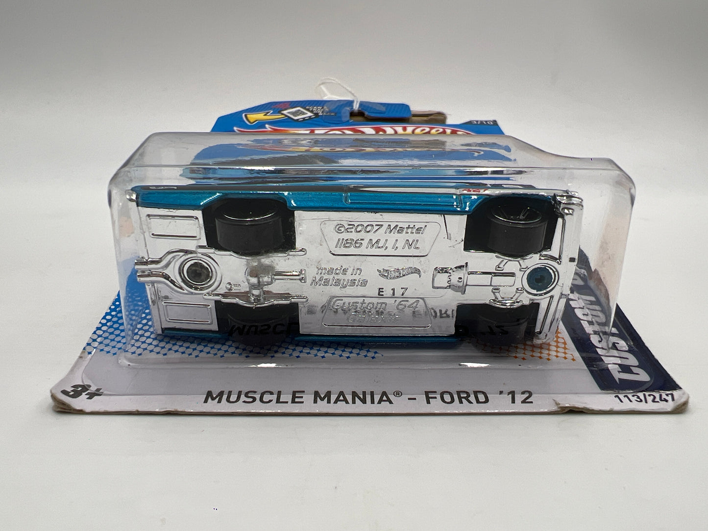 2012 Hot Wheels Muscle Mania Ford #113 Custom 64 Galaxie 500 Blue Bad Card 21D
