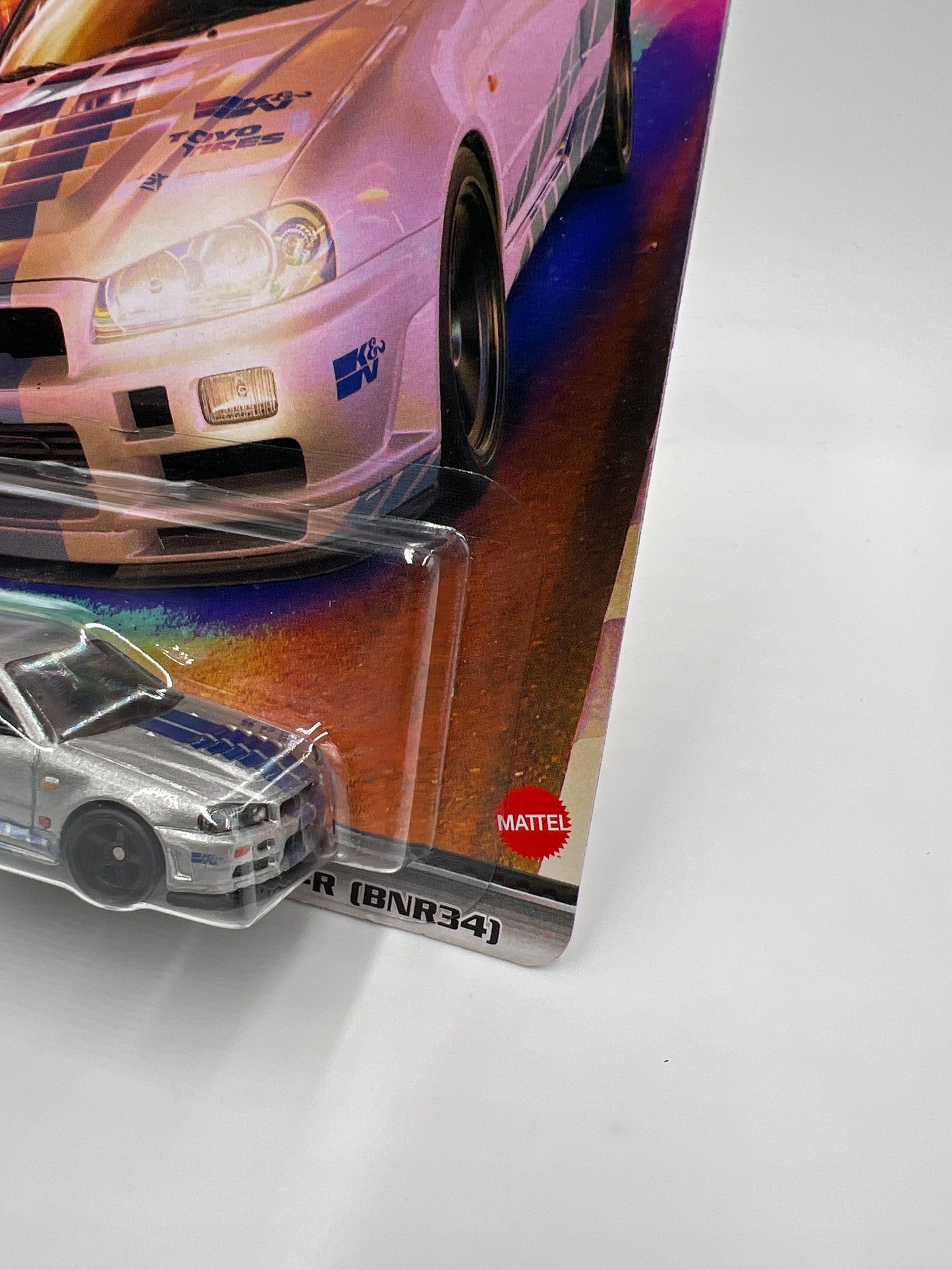 Hot Wheels Premium Fast & Furious #4 Nissan Skyline GT-R BNR34 Silver/Blue W/Protector