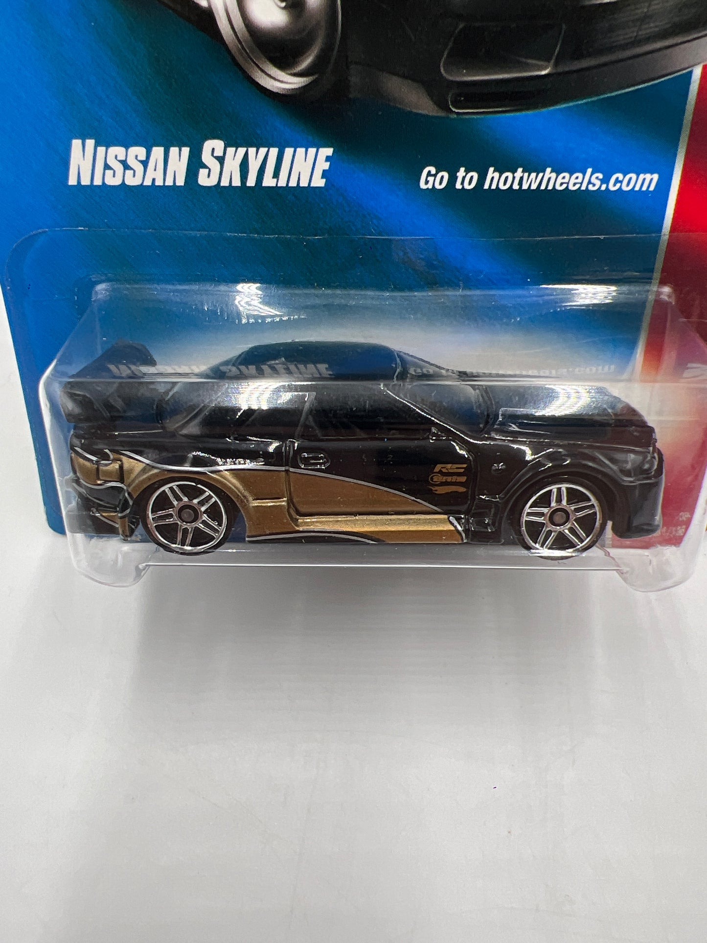 2008 Hot Wheels Web Trading Cars #081 Nissan Skyline Black/Gold HTF W/Protector