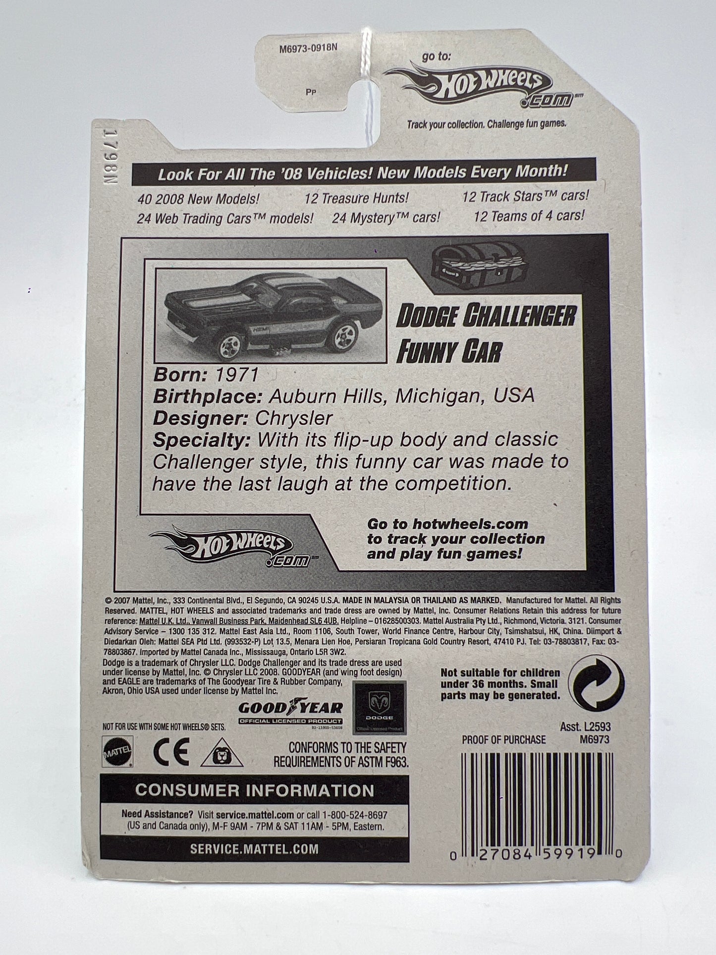 2008 Hot Wheels Treasure Hunts #167 Dodge Challenger Funny Car Brown 275H