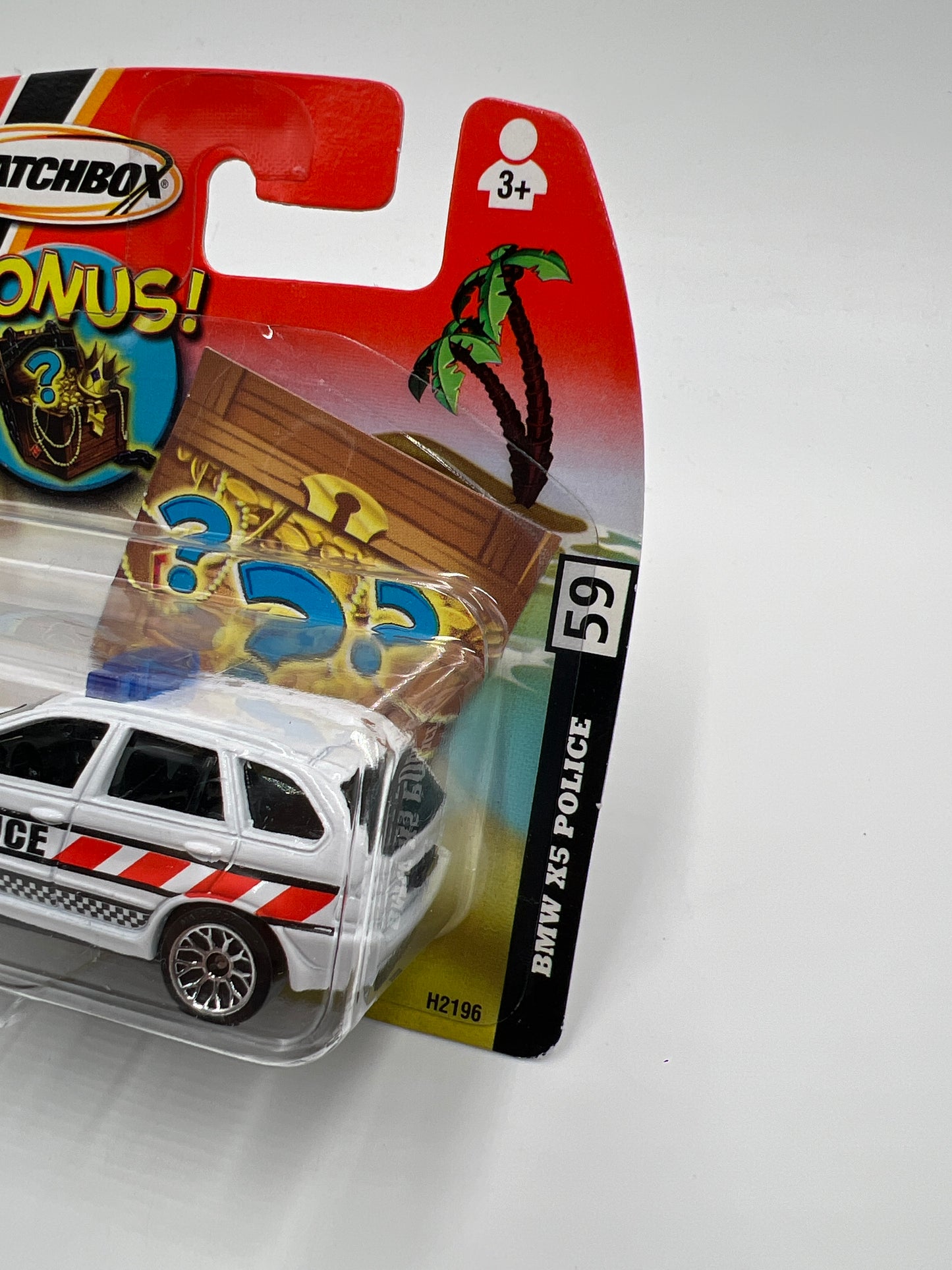 Matchbox #59 Bonus Treasure Short Card BMW X5 Police White W/Protector VHTF