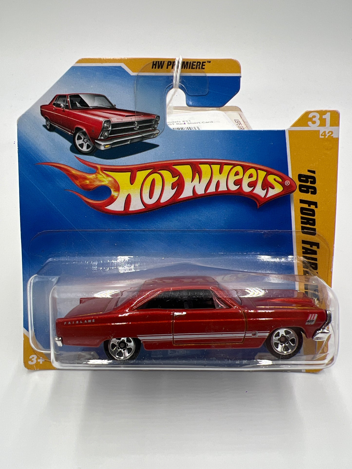 2009 Hot Wheels New Models Premiere #31 66 Ford Fairlane GT Red Short Card Bad Blister 31A