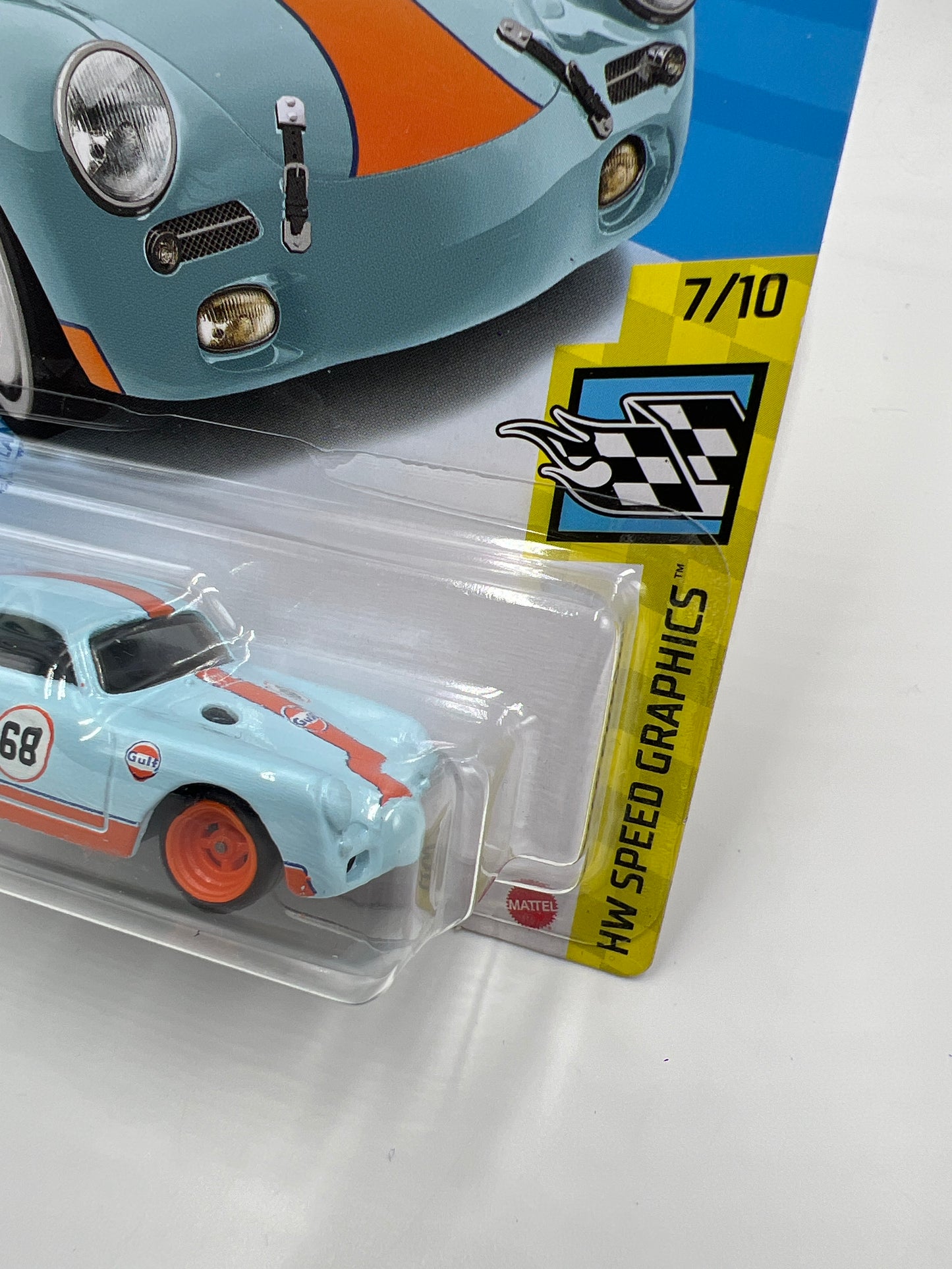 Hot Wheels Porsche 356 Outlaw Blue Gulf Wheel Swap Custom On Card W/Protector SR