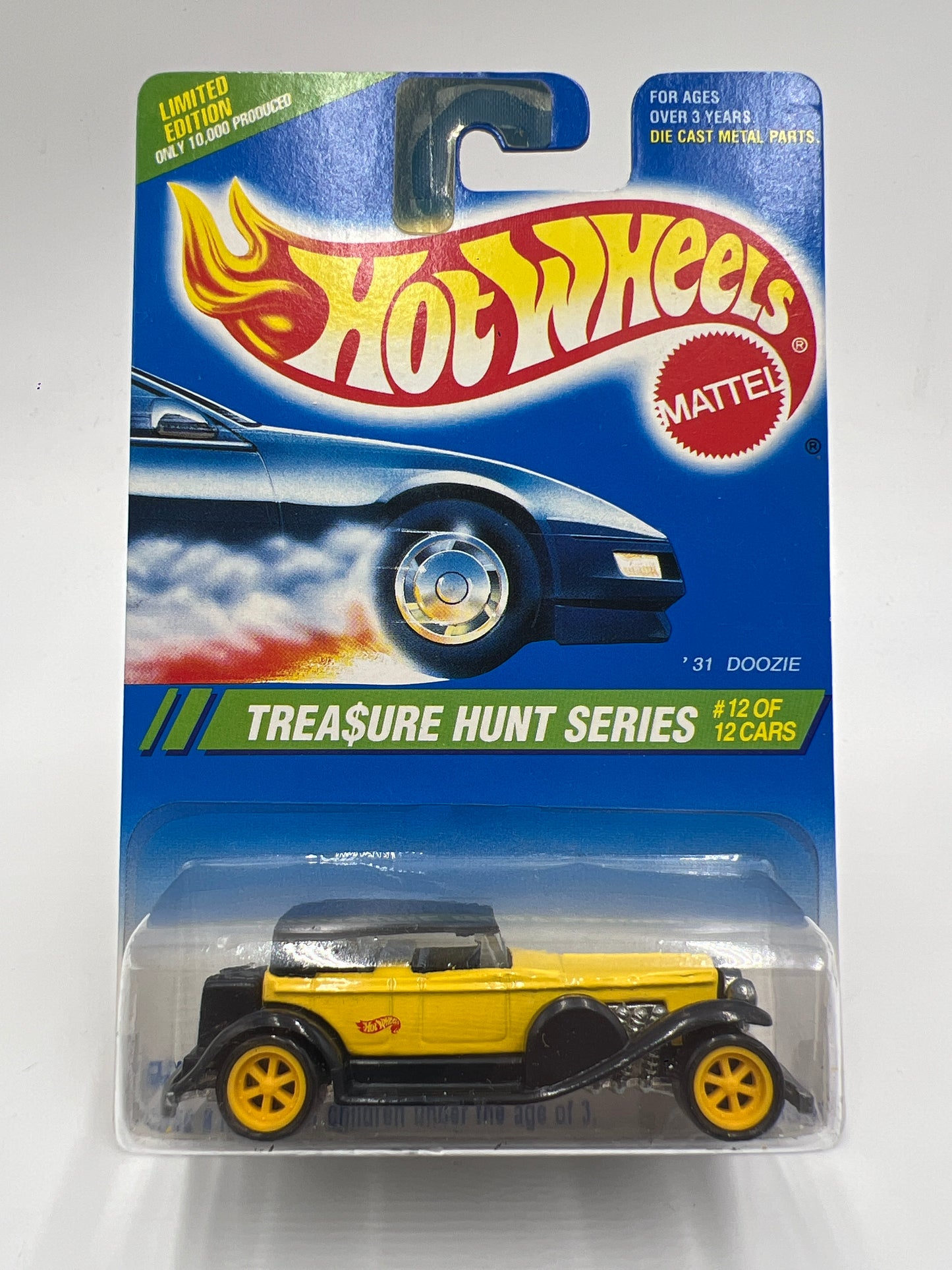 1995 Hot Wheels Treasure Hunt Series #12 31 Doozie Yellow W/Protector