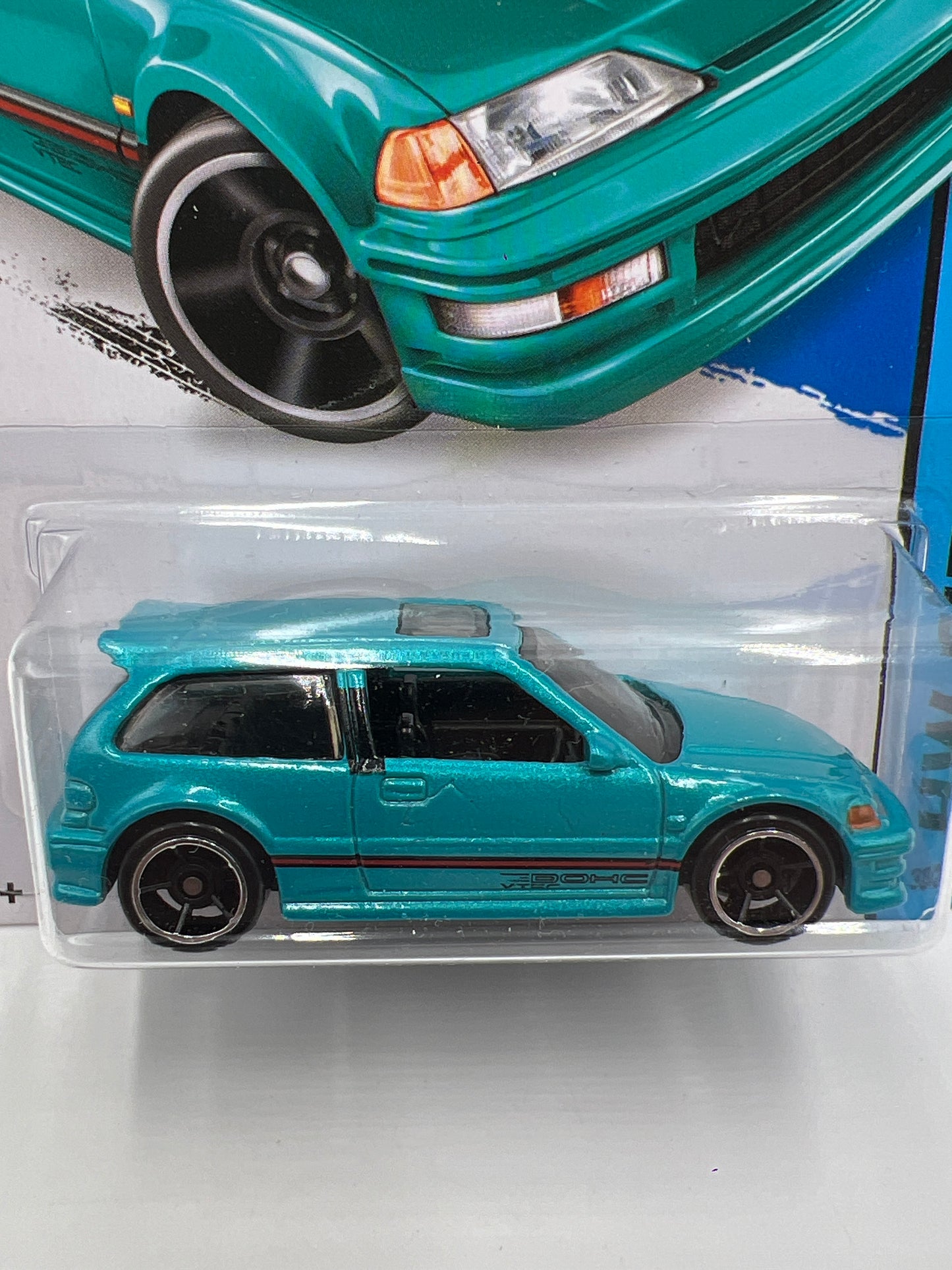 2014 Hot Wheels City #30 1990 Honda Civic EF Teal Blue W/Protector