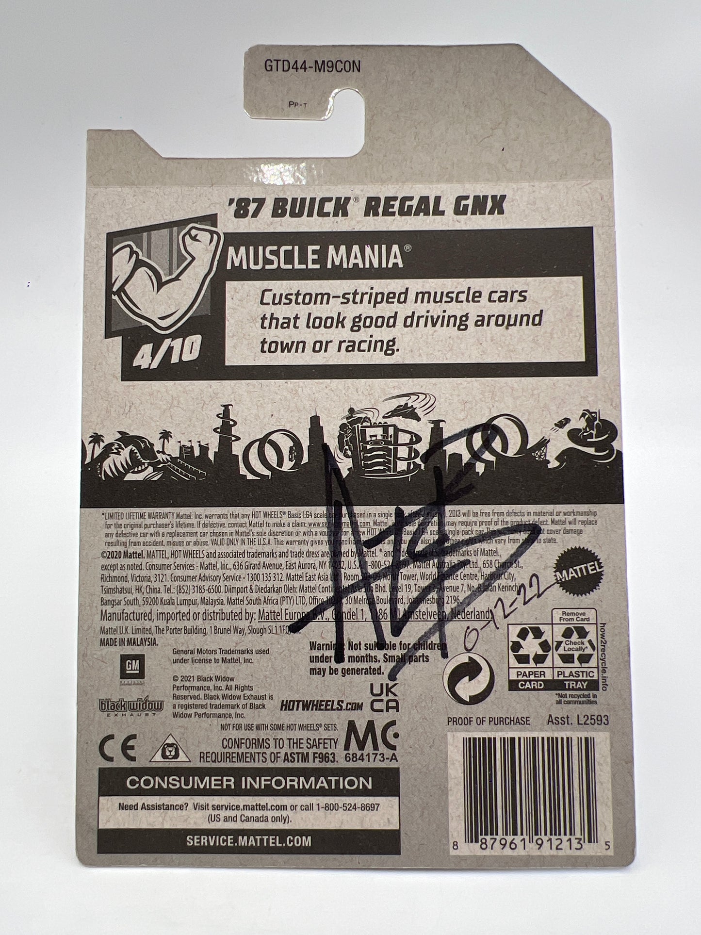 Hot Wheels 87 Buick Regal GNX Black Wheel Swap Custom On Card W/Protector SR