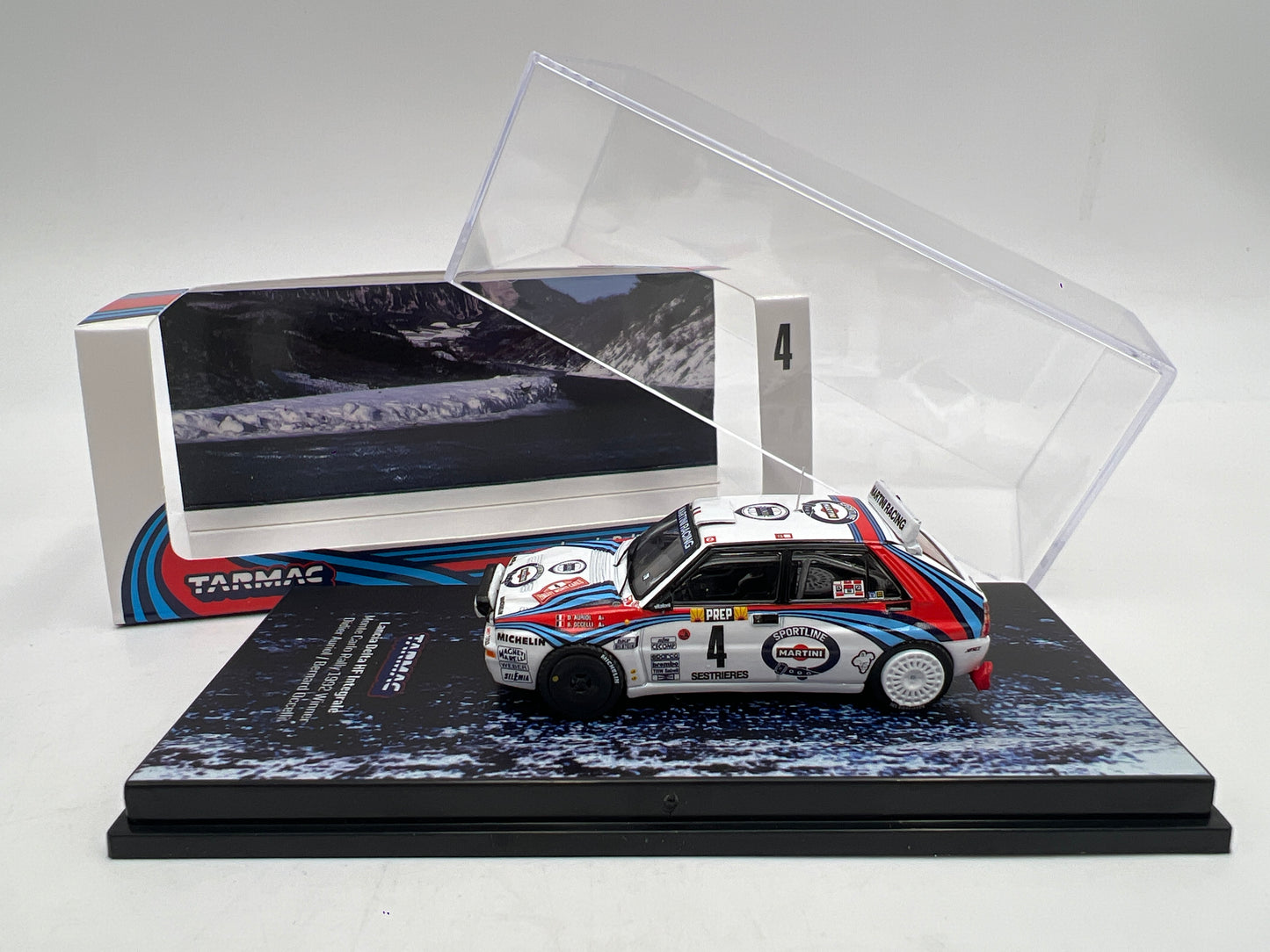 Tarmac Works x Hobby64 Lancia Delta HF Integrale Martini Monte Carlo Rally 1992 Winner