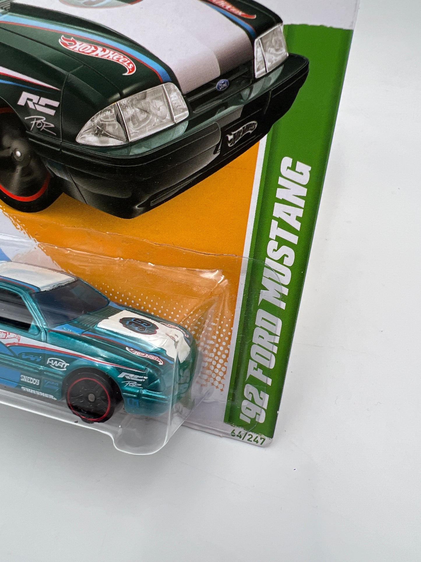 2012 Hot Wheels Treasure Hunts #64 92 Ford Mustang Teal W/Protector