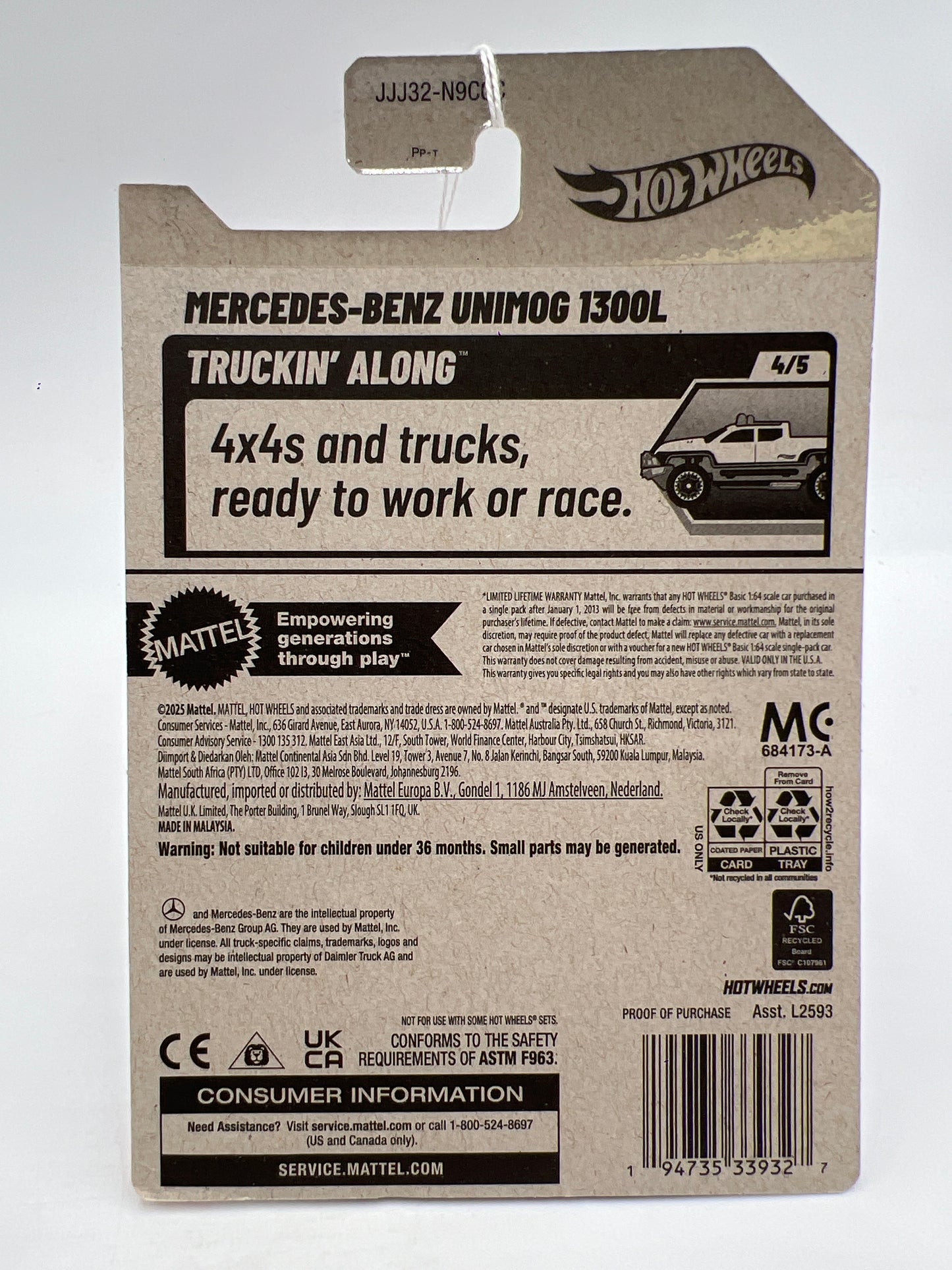 2026 Hot Wheels C Case Truckin Along #64 Mercedes-Benz Unimog 1300L Purple