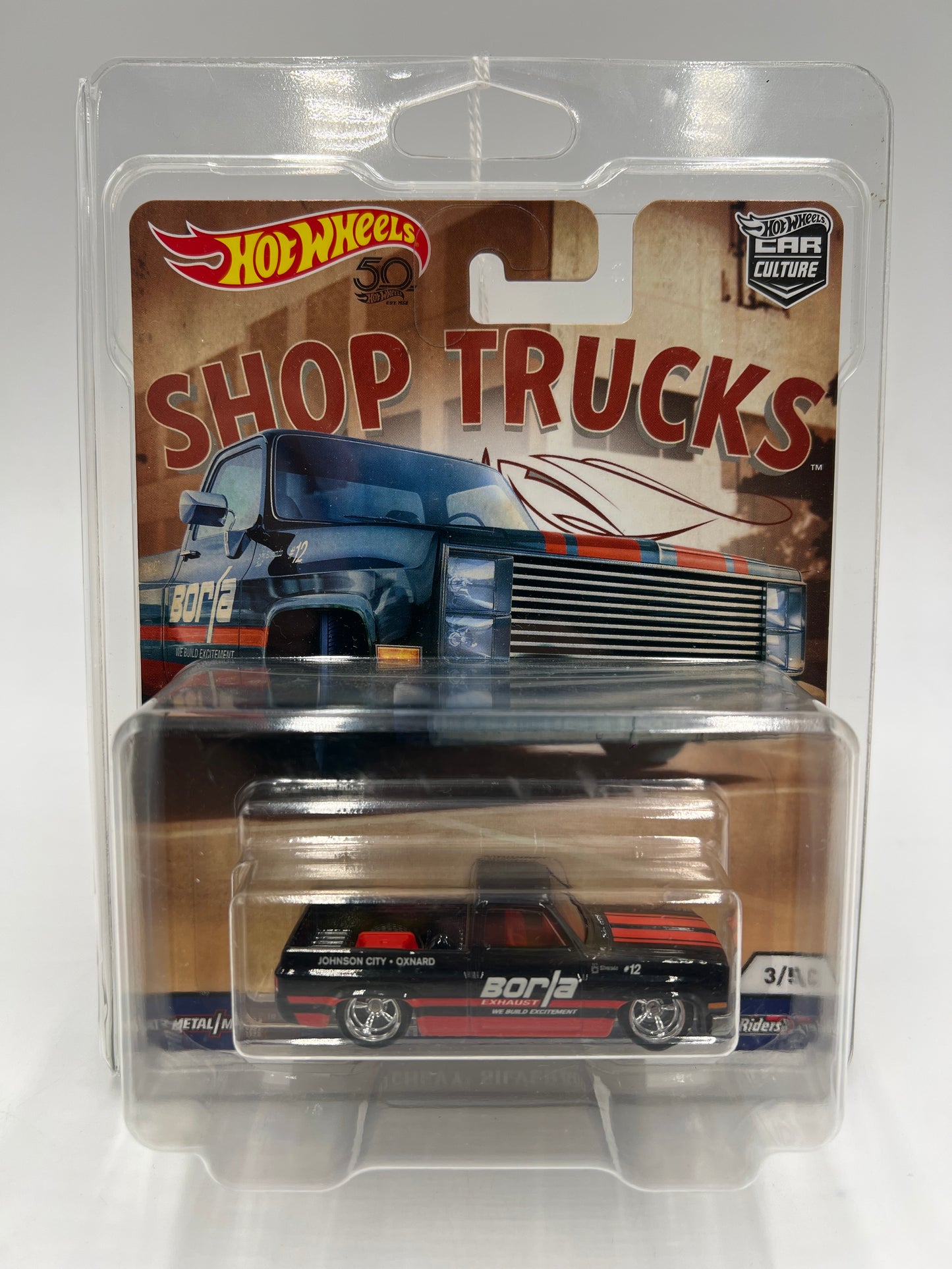 2018 Hot Wheels Premium Car Culture Shop Trucks #3 83 Chevy Silverado Borla W/Protector