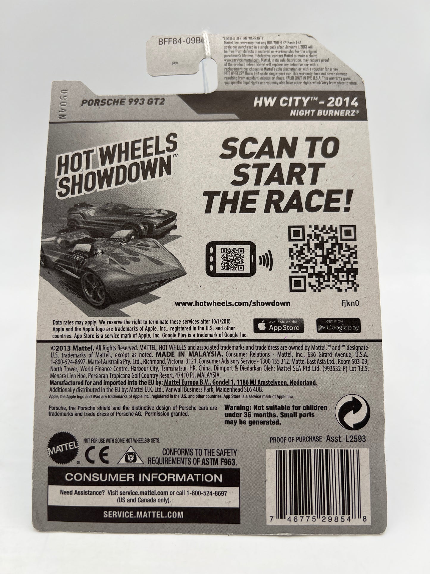 2014 Hot Wheels HW City #27 Porsche 993 GT2 White SR