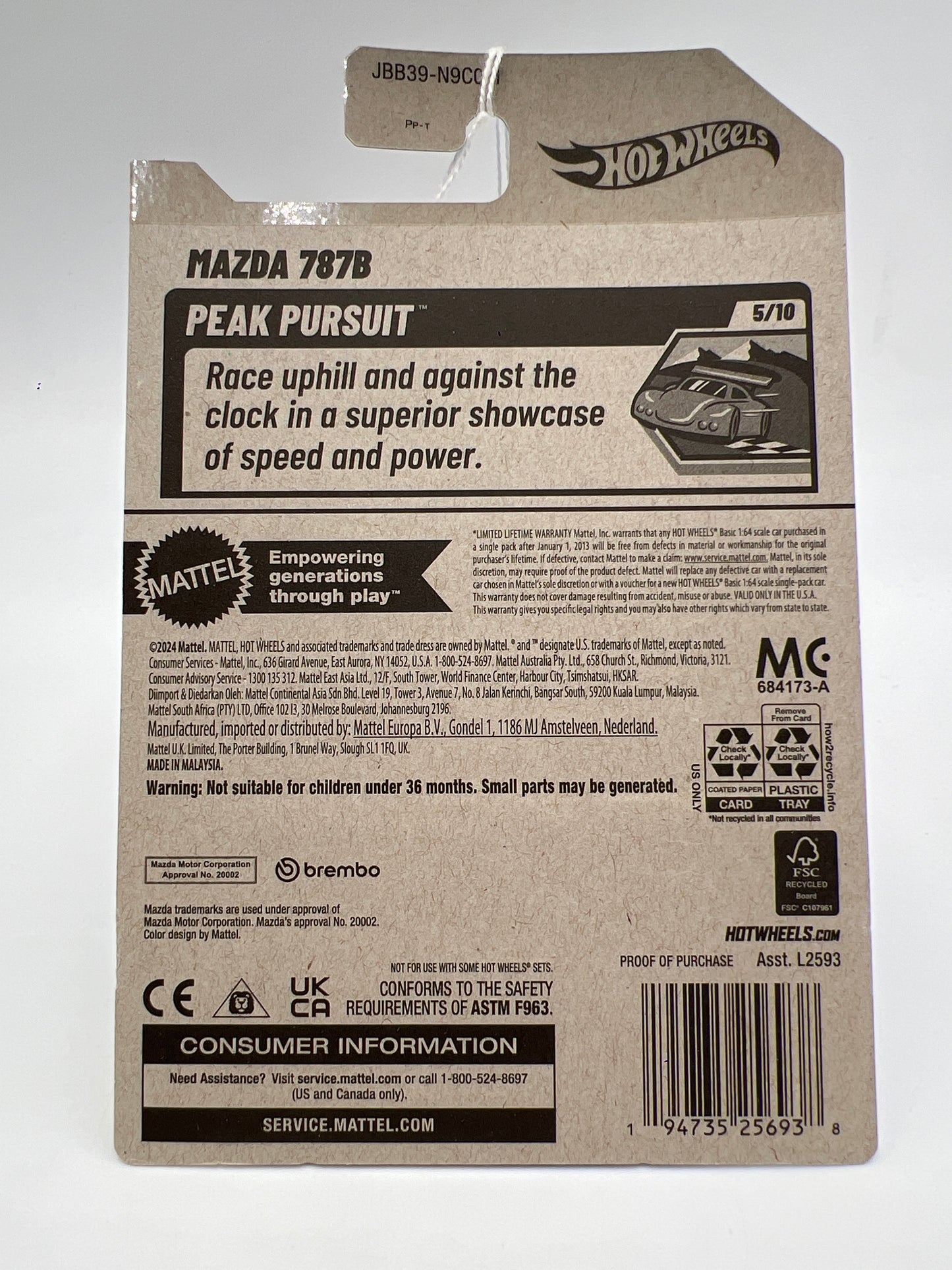 2025 Hot Wheels M Case Peak Pursuit #226 Mazda 787B White