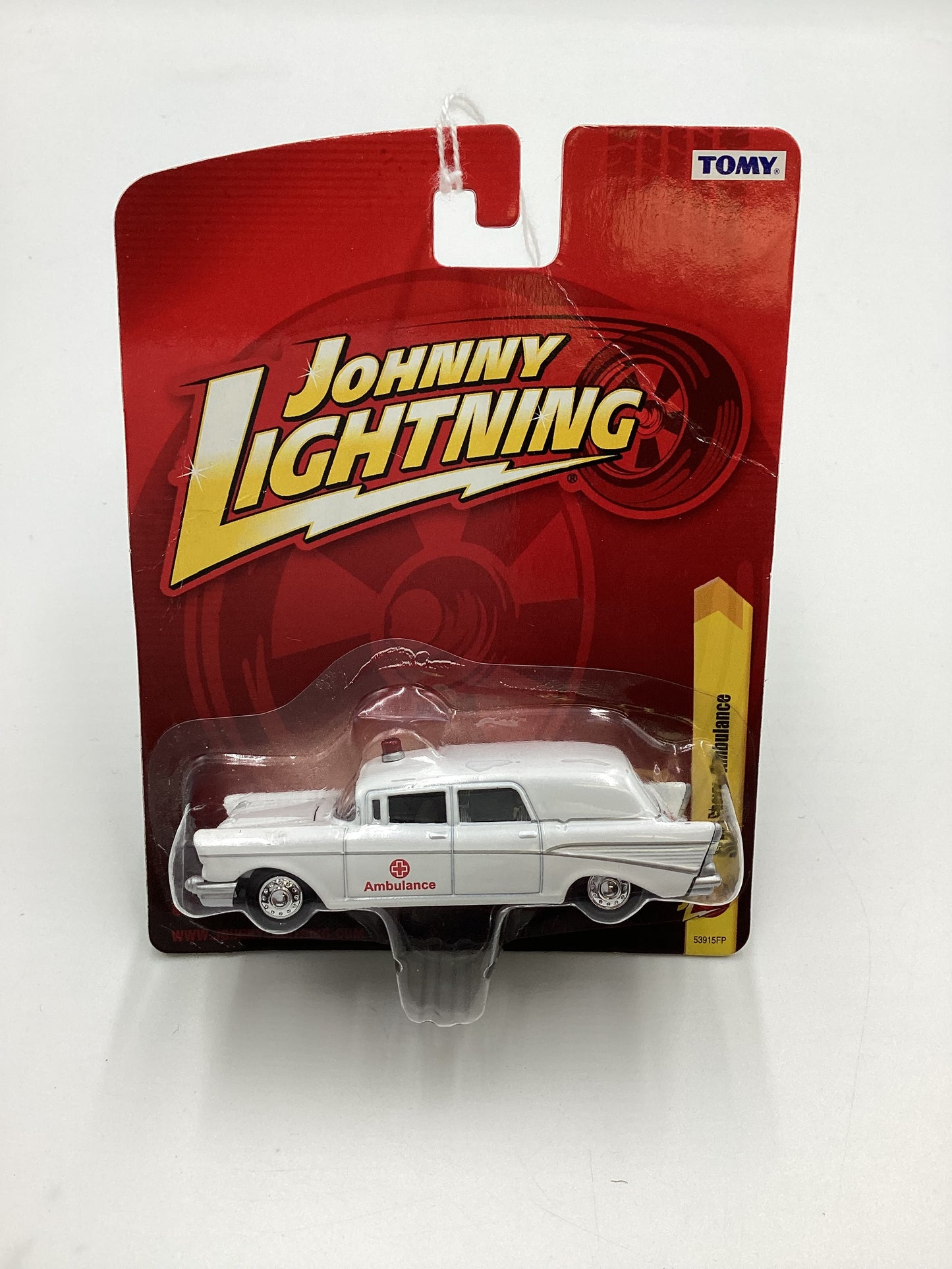 Johnny lightning Tomy #19 Chevy 1950 Chevy Ambulance White Bad Card 227H