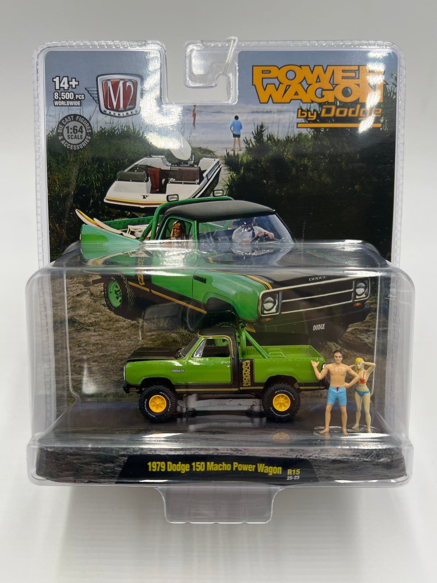 2025 M2 Machines Diorama 1979 Dodge 150 Macho Power Wagon Green R15 197C