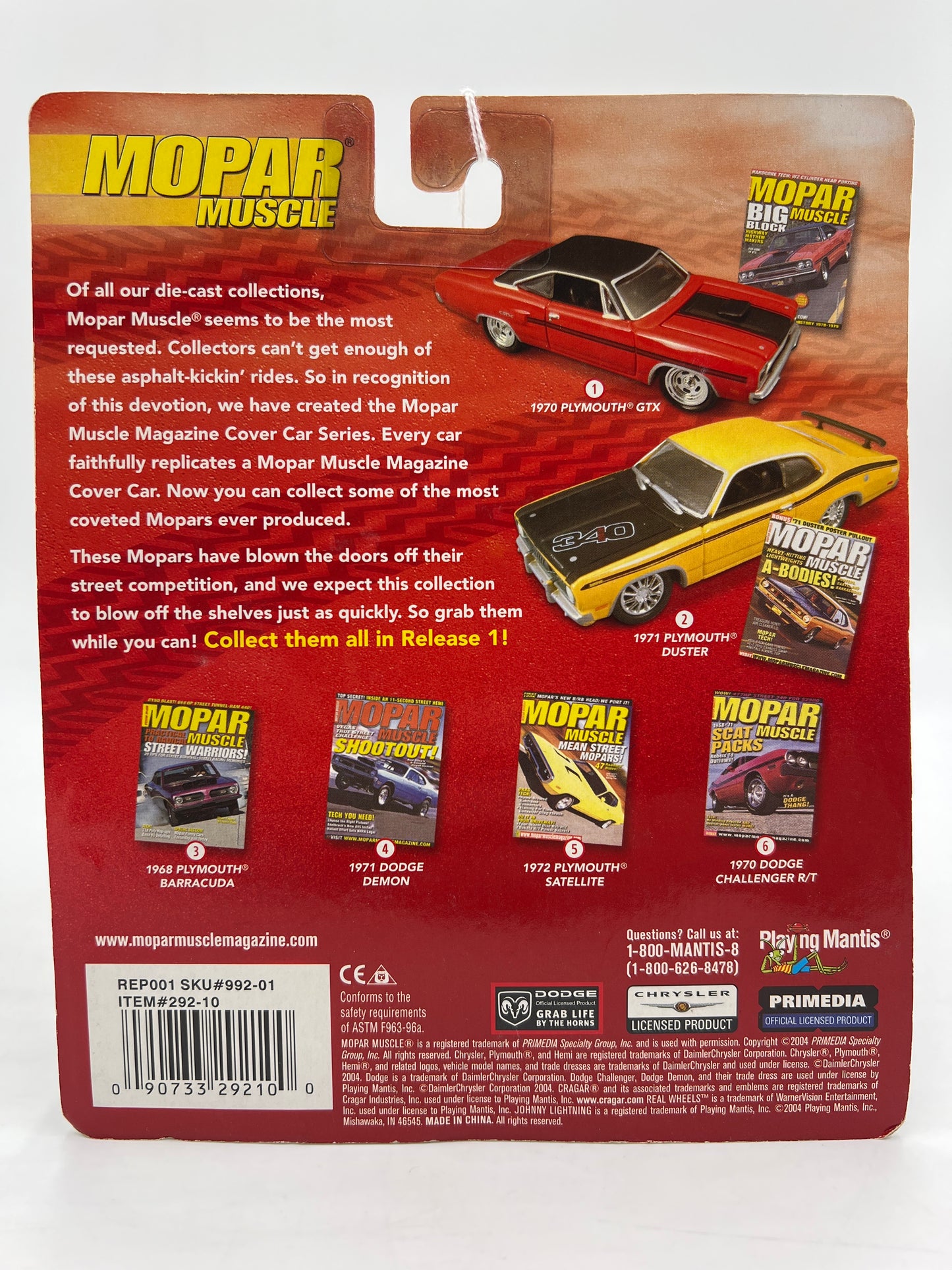 Johnny Lightning Mopar Muscle Magazine #2 1971 Plymouth Duster Yellow 220B