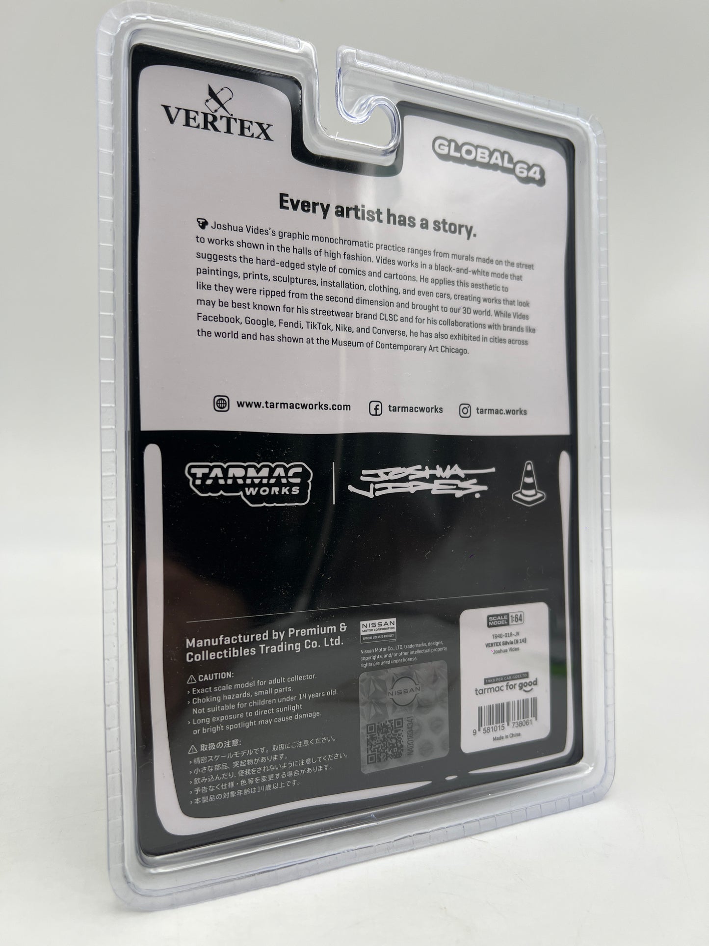 Tarmac Works #18 Joshua Vides Vertex Nissan Silvia S14 Black/White