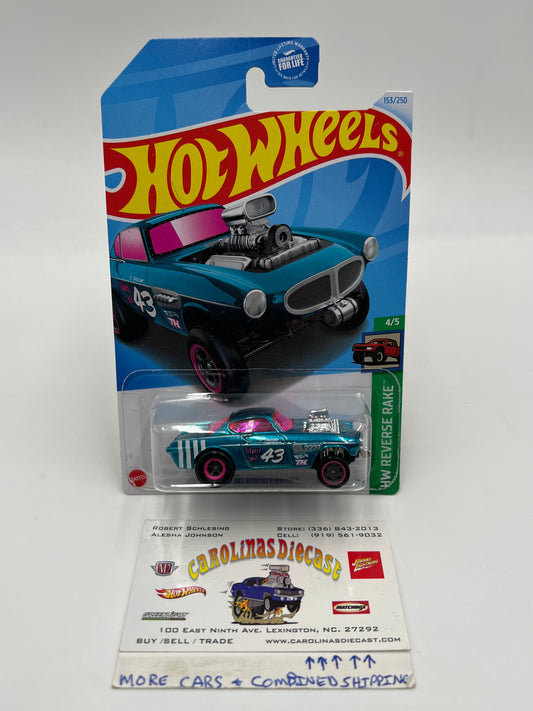 2024 Hot Wheels Super Treasure Hunt #153 Volvo P1800 Gasser Blue W/Protector
