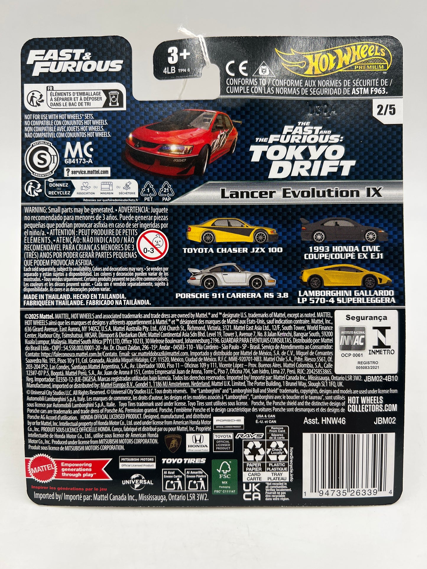 2025 Hot Wheels Premium Fast & Furious #2 Lancer Evolution IX Red 248B