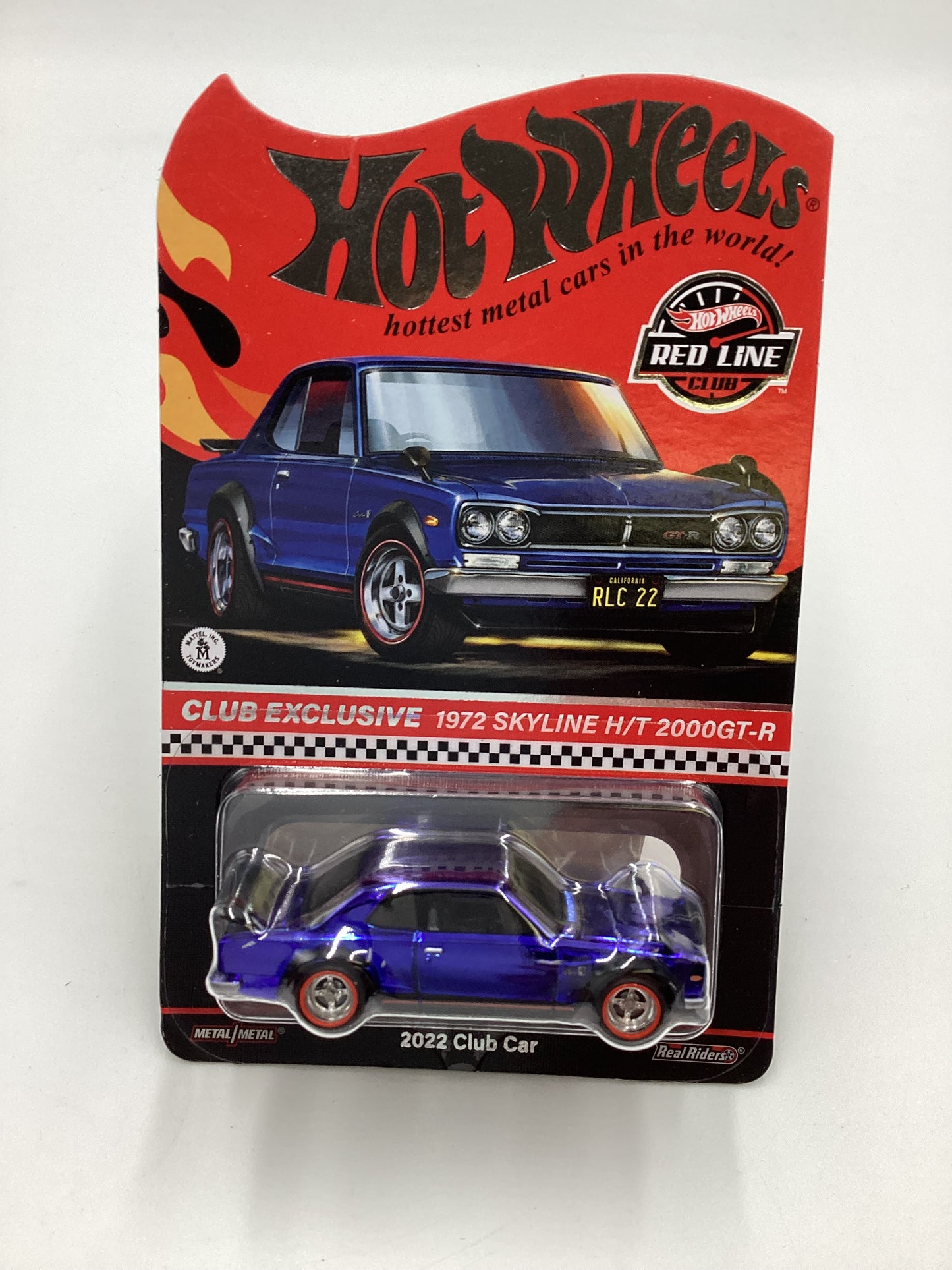 2022 Hot Wheels RLC Club Exclusive W/Patch & Button 1972 Skyline H/T 2000GT-R Blue with protector