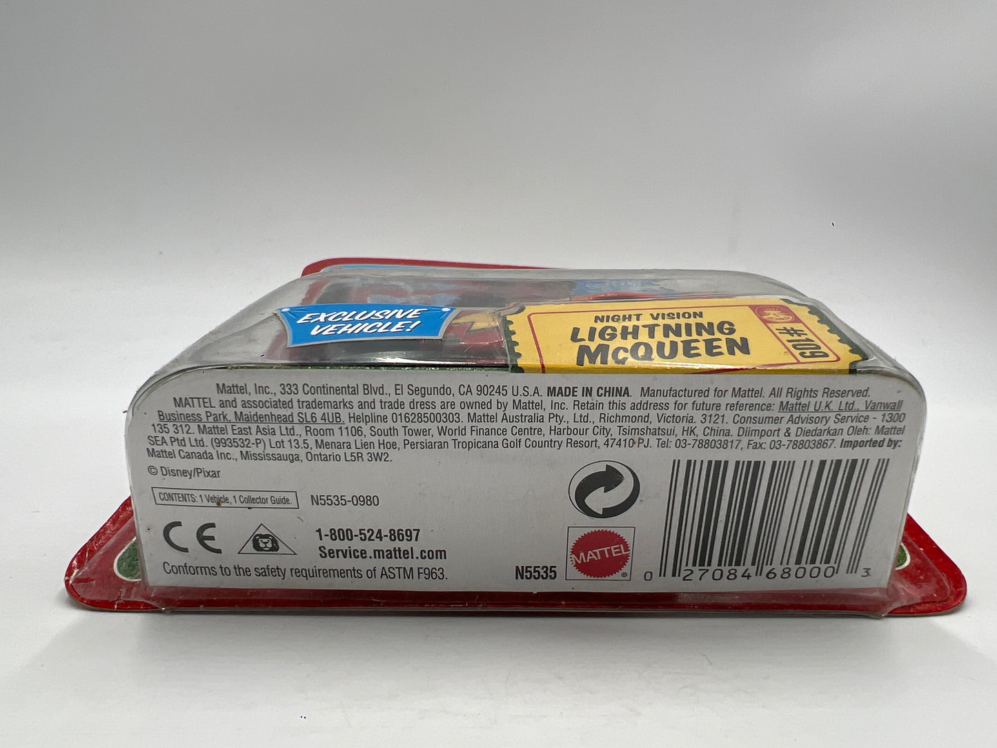 Disney Pixar The World Of Cars Race O Rama #109 Exclusive Night Vision Lightning McQueen W/Collector Guide 138C