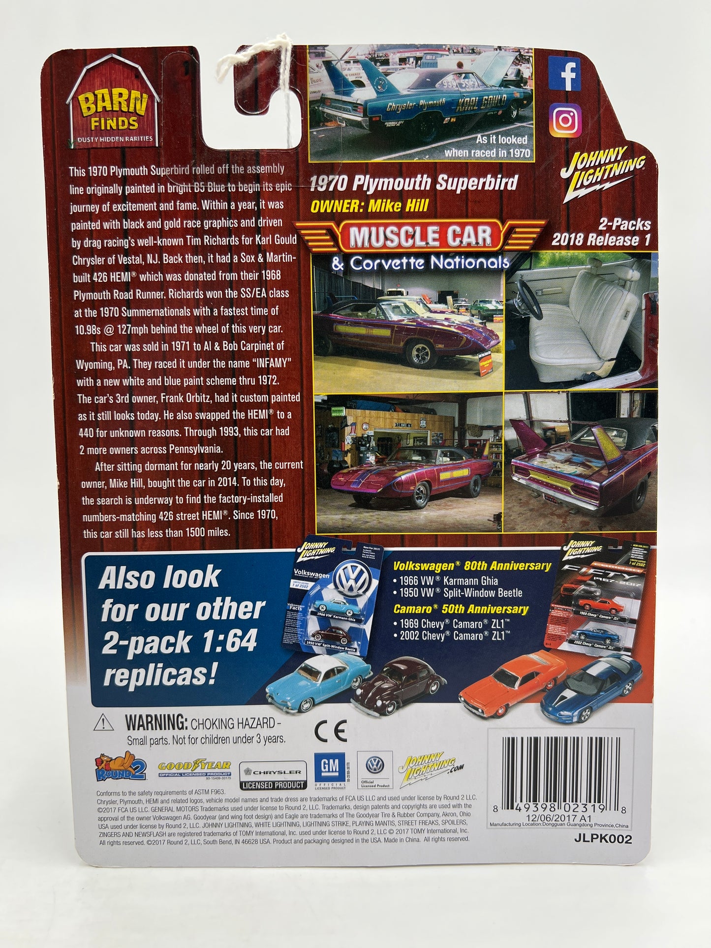 Johnny Lightning Barn Finds Release 1 1970 Plymouth Superbird 2 Pack