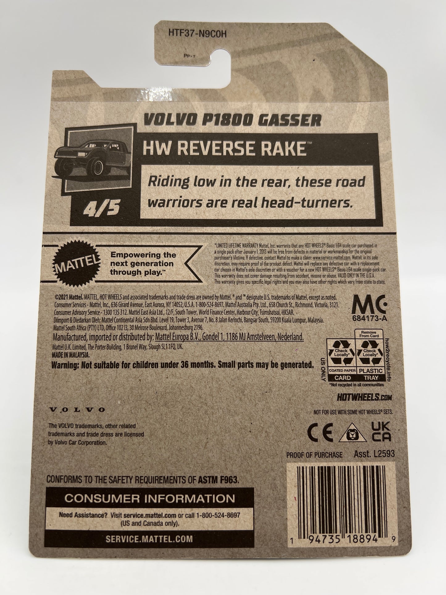 2024 Hot Wheels Super Treasure Hunt #153 Volvo P1800 Gasser Blue W/Protector