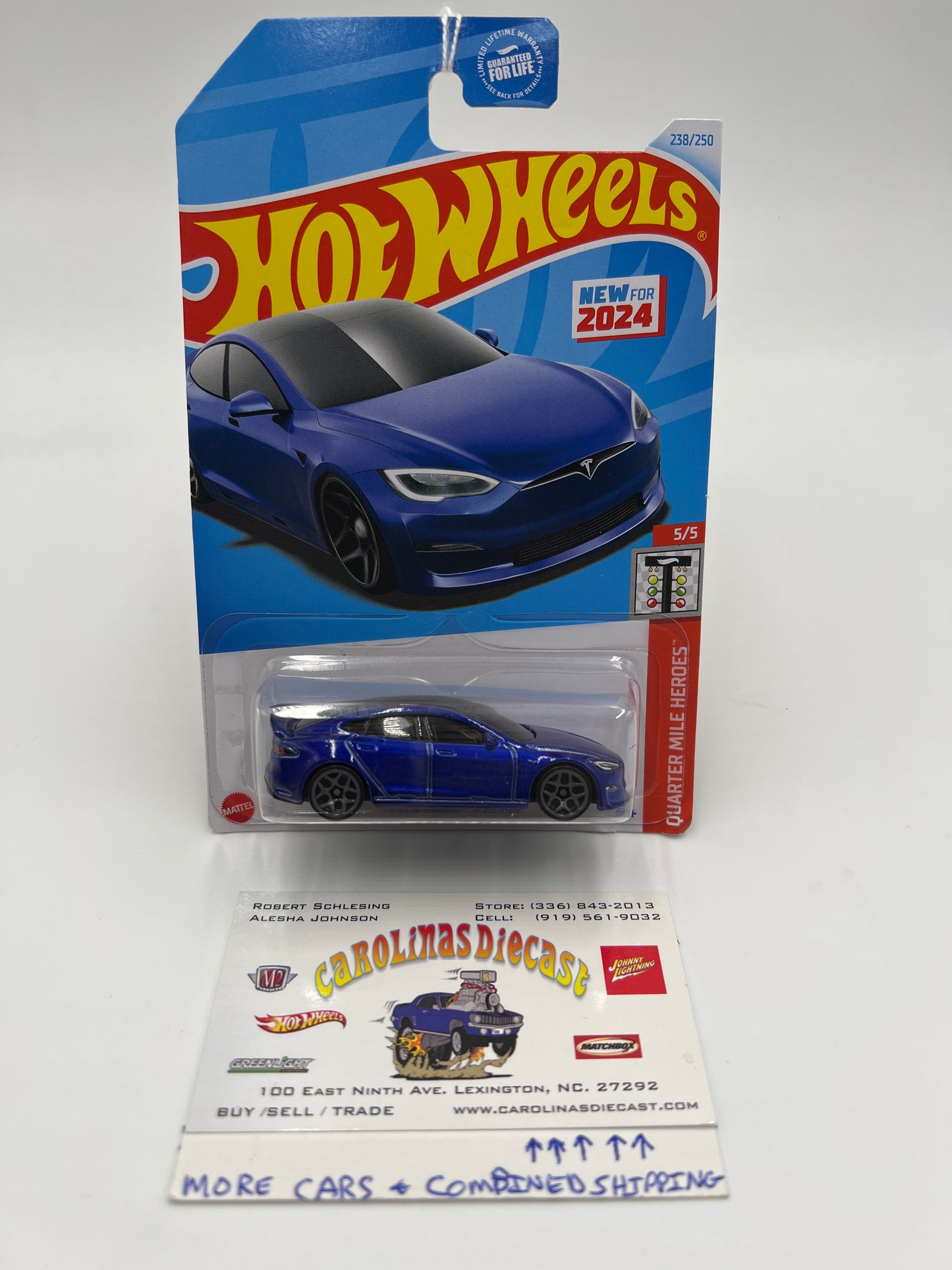 2024 Hot Wheels Q Case #238 Tesla Model S Plaid Blue 48C