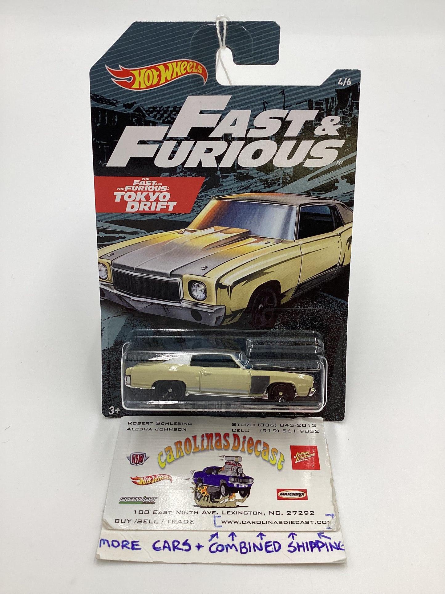 Hot wheels Fast and Furious Tokyo Drift 70 Monte Carlo #4 4/6 72A