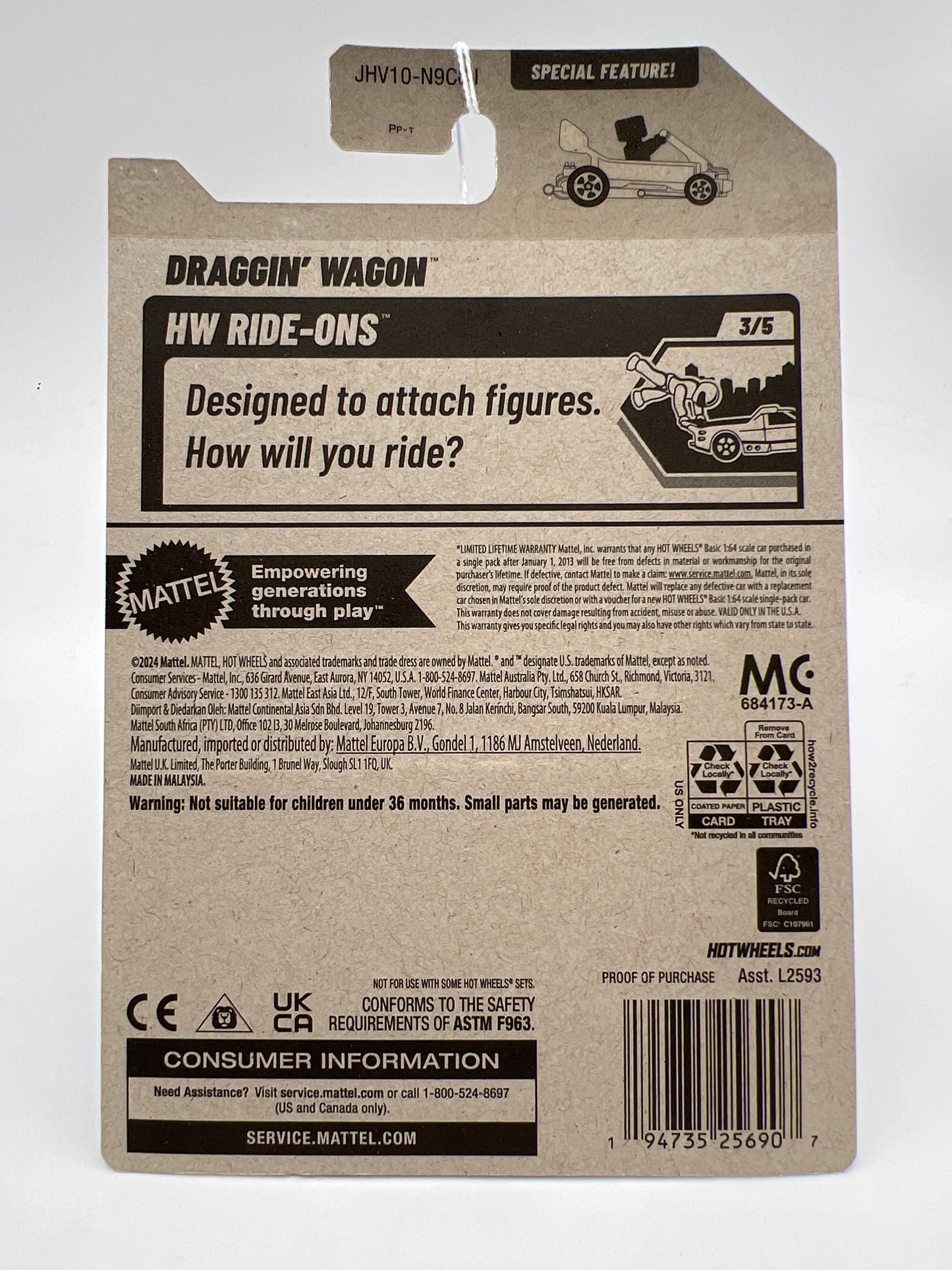 2025 Hot Wheels J Case HW Ride-Ons #68 Draggin Wagon Purple 117I