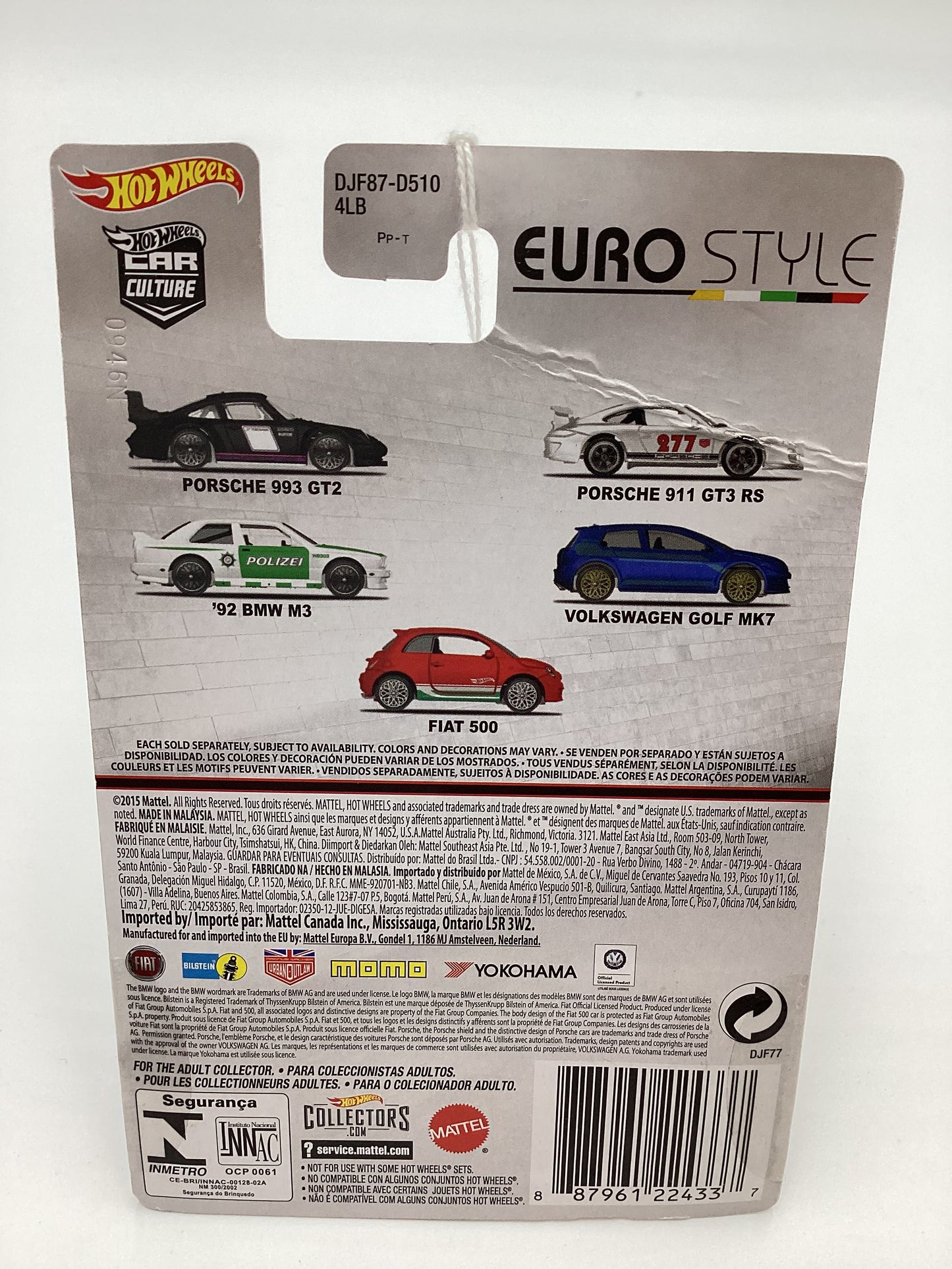 Hot Wheels Euro Style #5 Fiat 500 Bad Card 244O