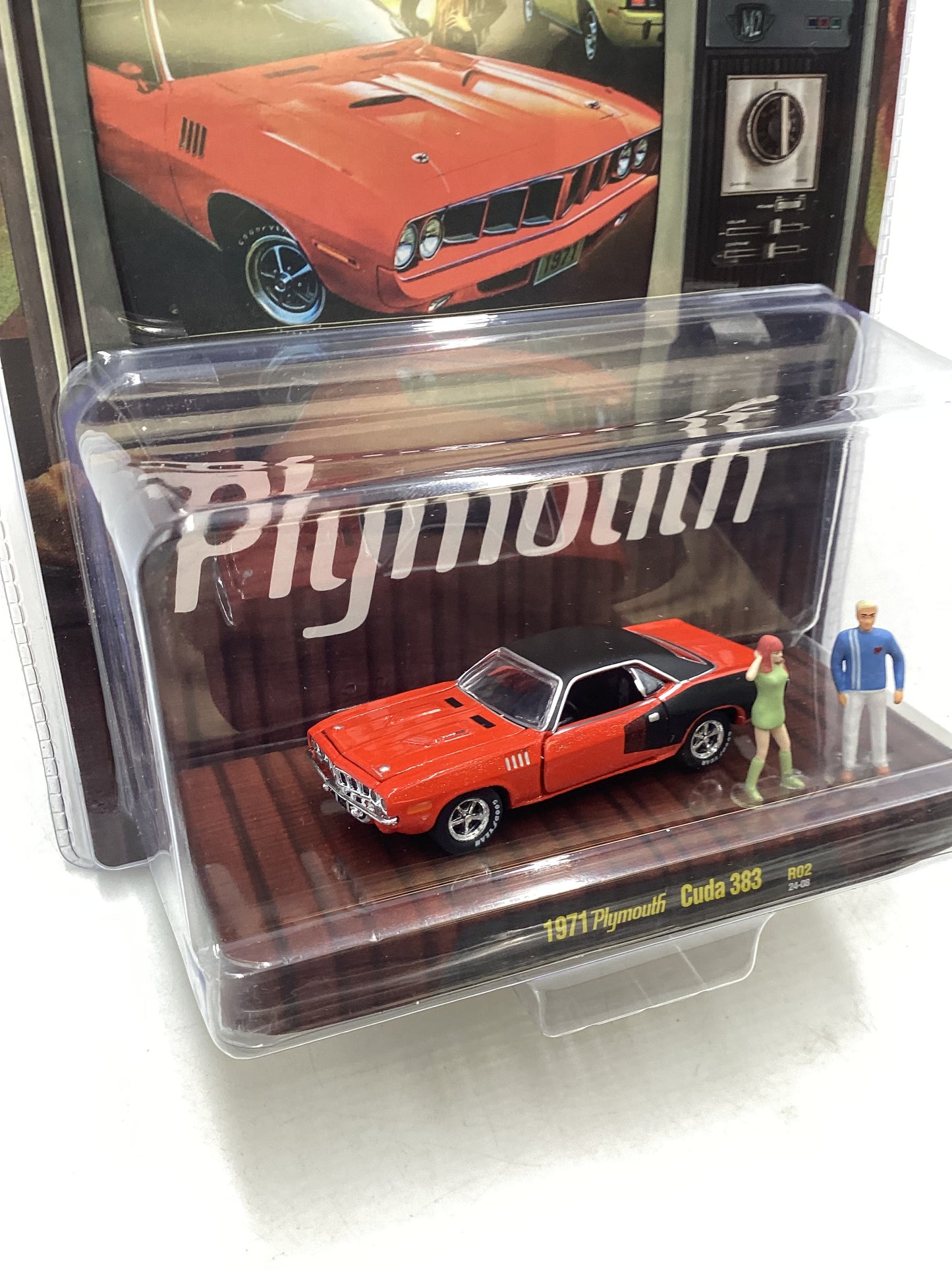 2024 M2 Machines Diorama R02 1971 Plymouth Cuda 383 198E