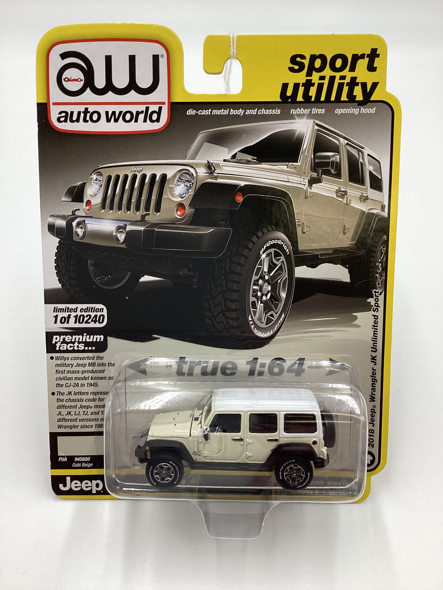 Auto World Sport Utility Release 5 Version B 2018 Jeep Wrangler JK Unlimited Sport Beige 182E