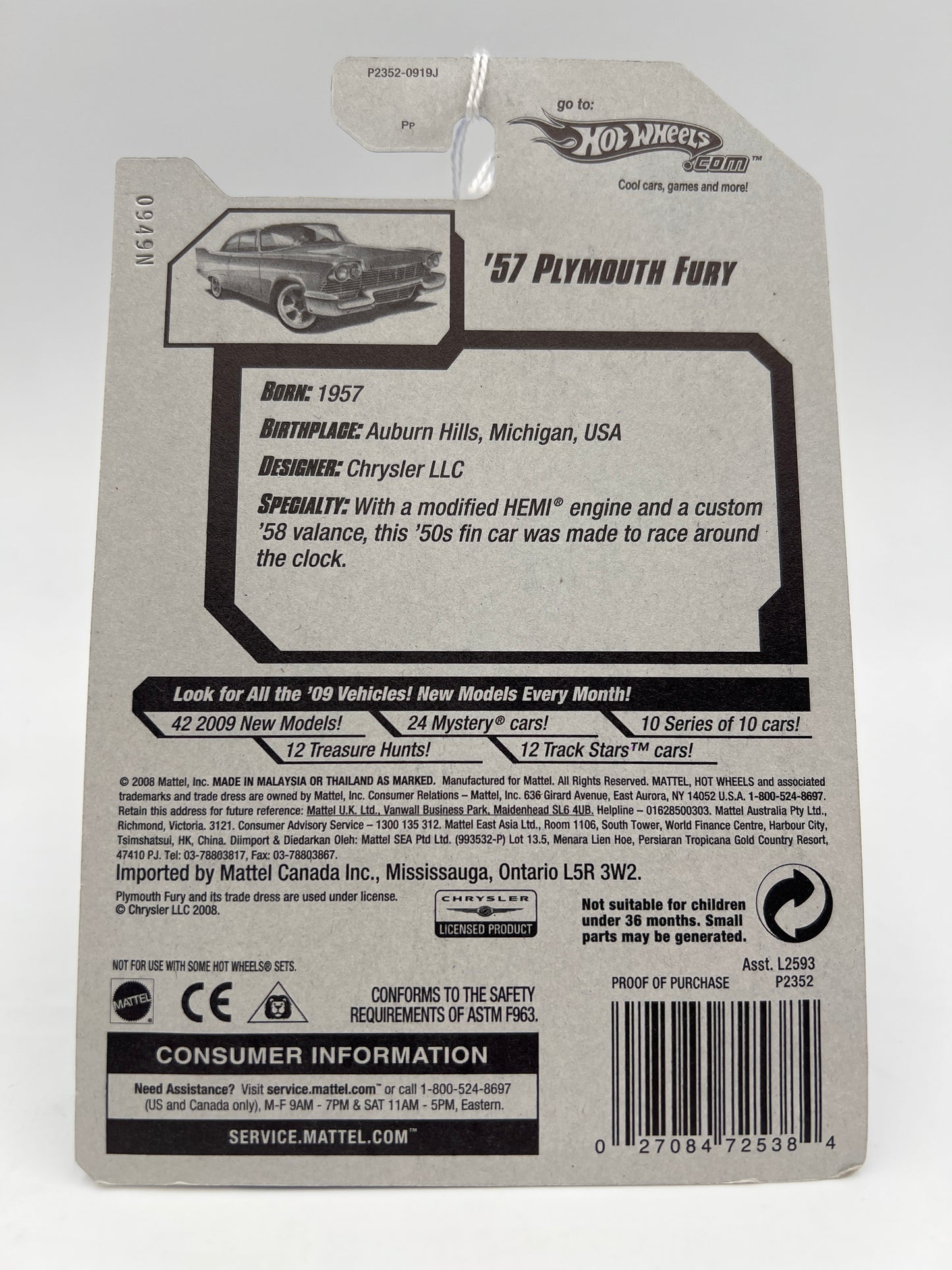 2009 Hot Wheels Treasure Hunts #44 57 Plymouth Fury Orange