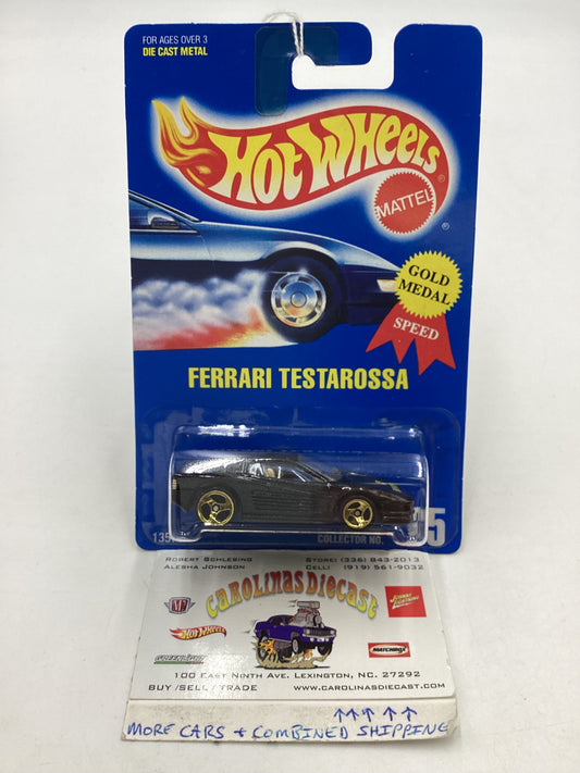 1991 Hot wheels #35 Gold Medal Speed Black Ferrari Testarossa 3 spoke