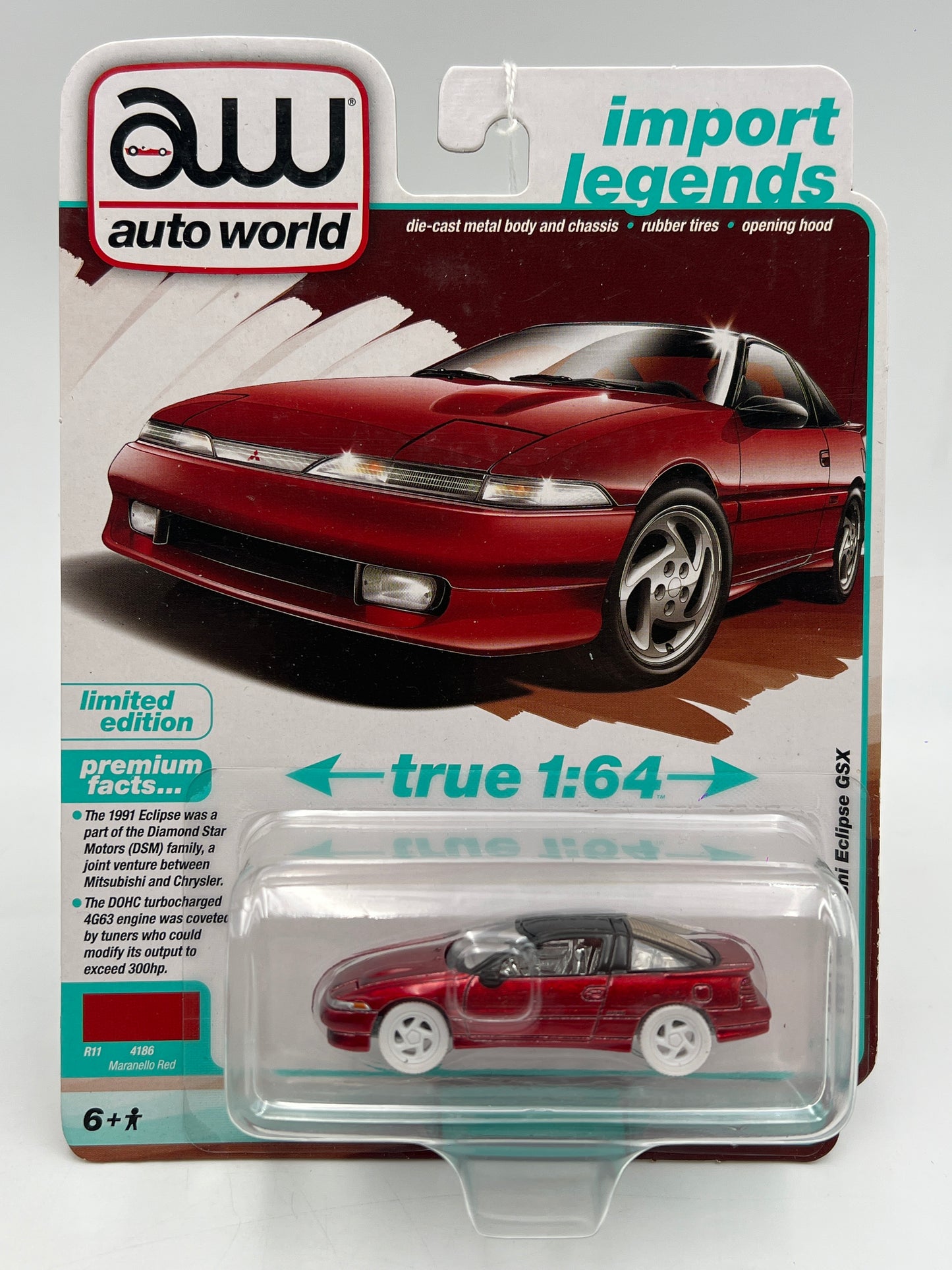 Auto World Import Legends Release 2 Version A Ultra Red CHASE 1991 Mitsubishi Eclipse GSX Red