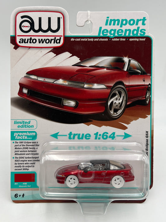 Auto World Import Legends Release 2 Version A Ultra Red CHASE 1991 Mitsubishi Eclipse GSX Red