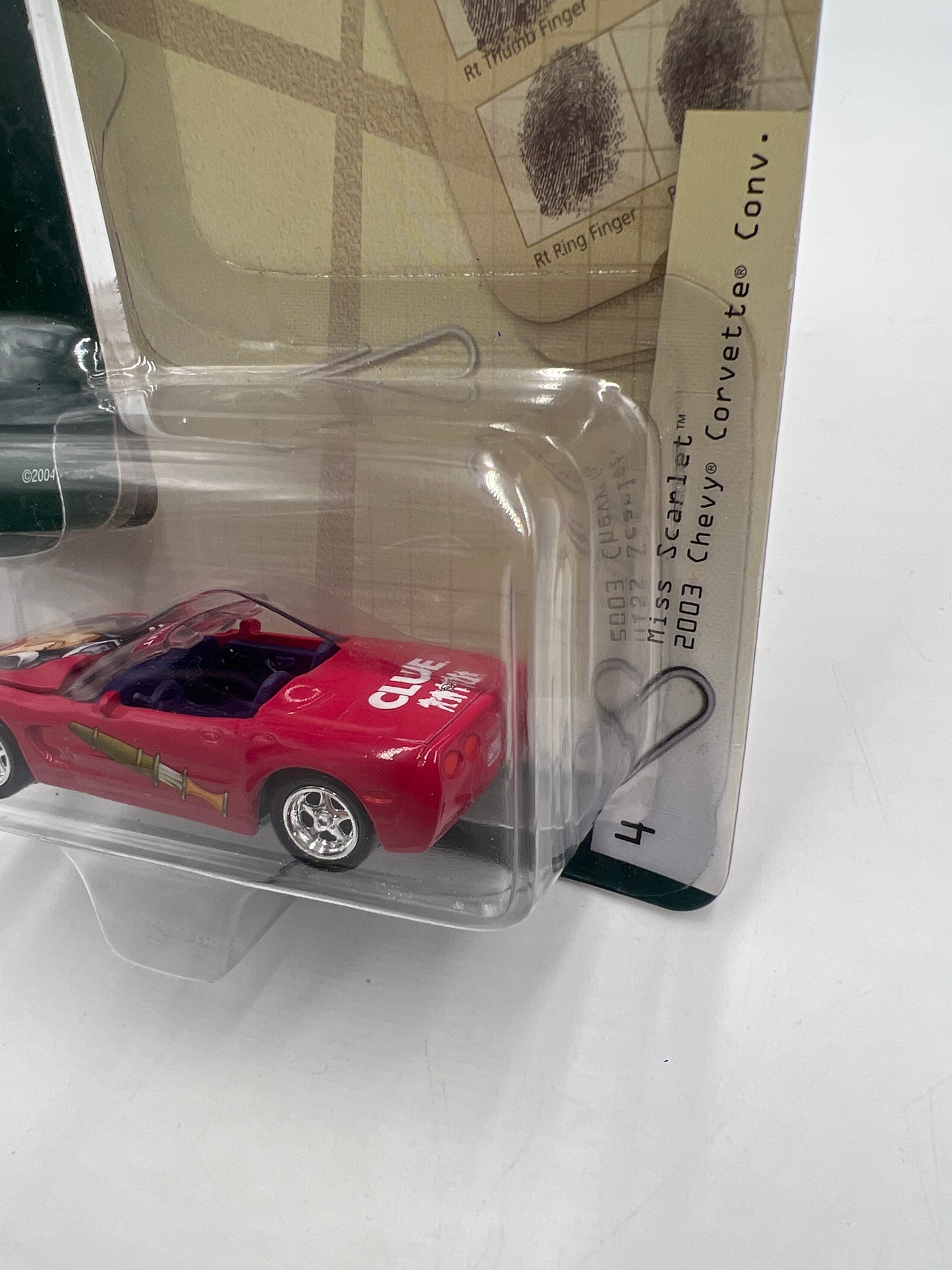 Johnny Lightning Clue Miss Scarlet 2003 Chevy Corvette Conv. Red 189C