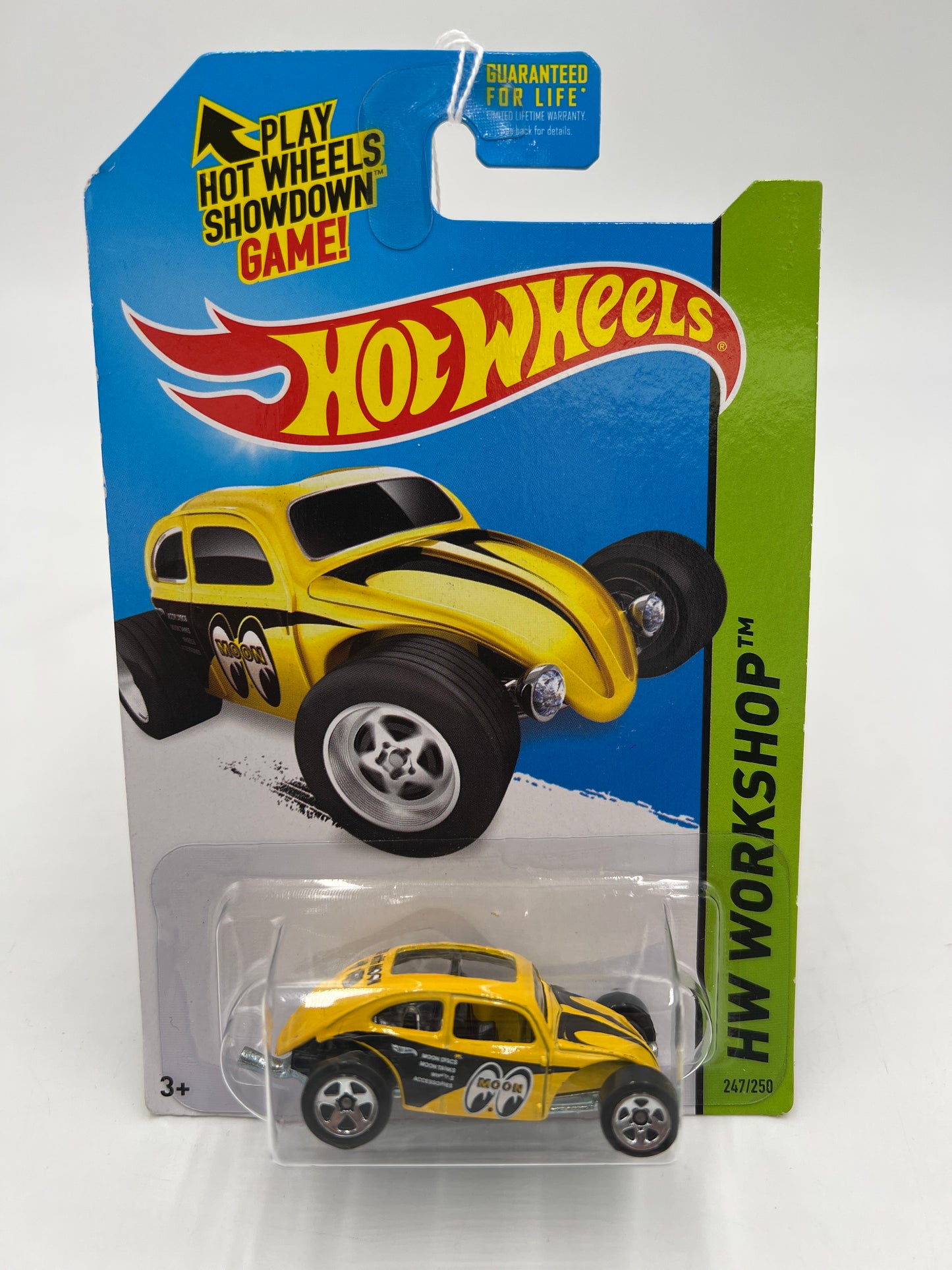 2014 Hot Wheels Workshop #247 Custom Volkswagen Beetle Yellow Mooneyes 97D