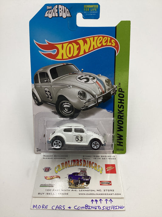 2014 Hot Wheels #191 Herbie Volkswagen Beetle The Love Bug White with protector