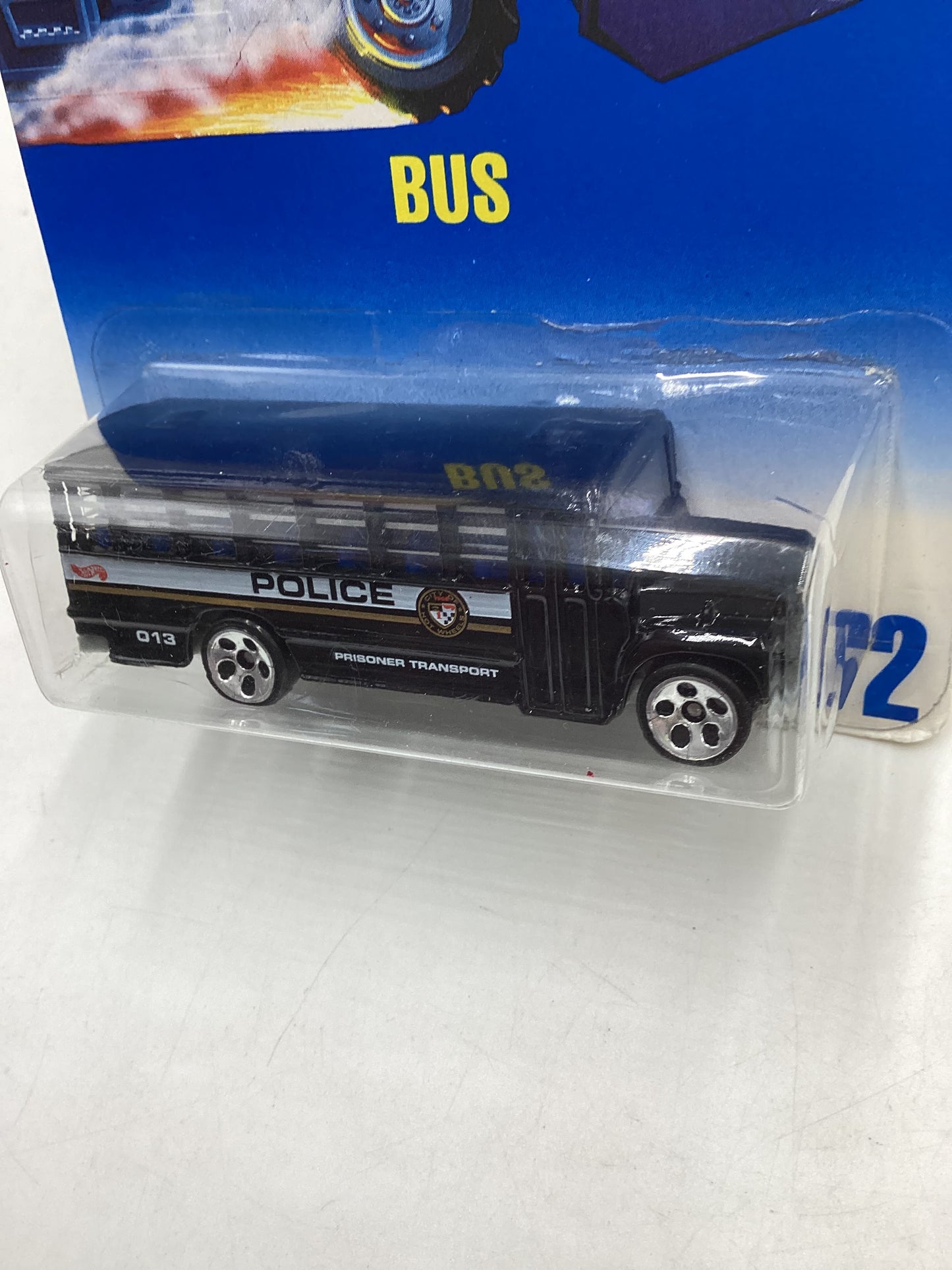 Hot Wheels Blue Card Collector No. 72 School Bus Police Black 5 Dot wheels 239B