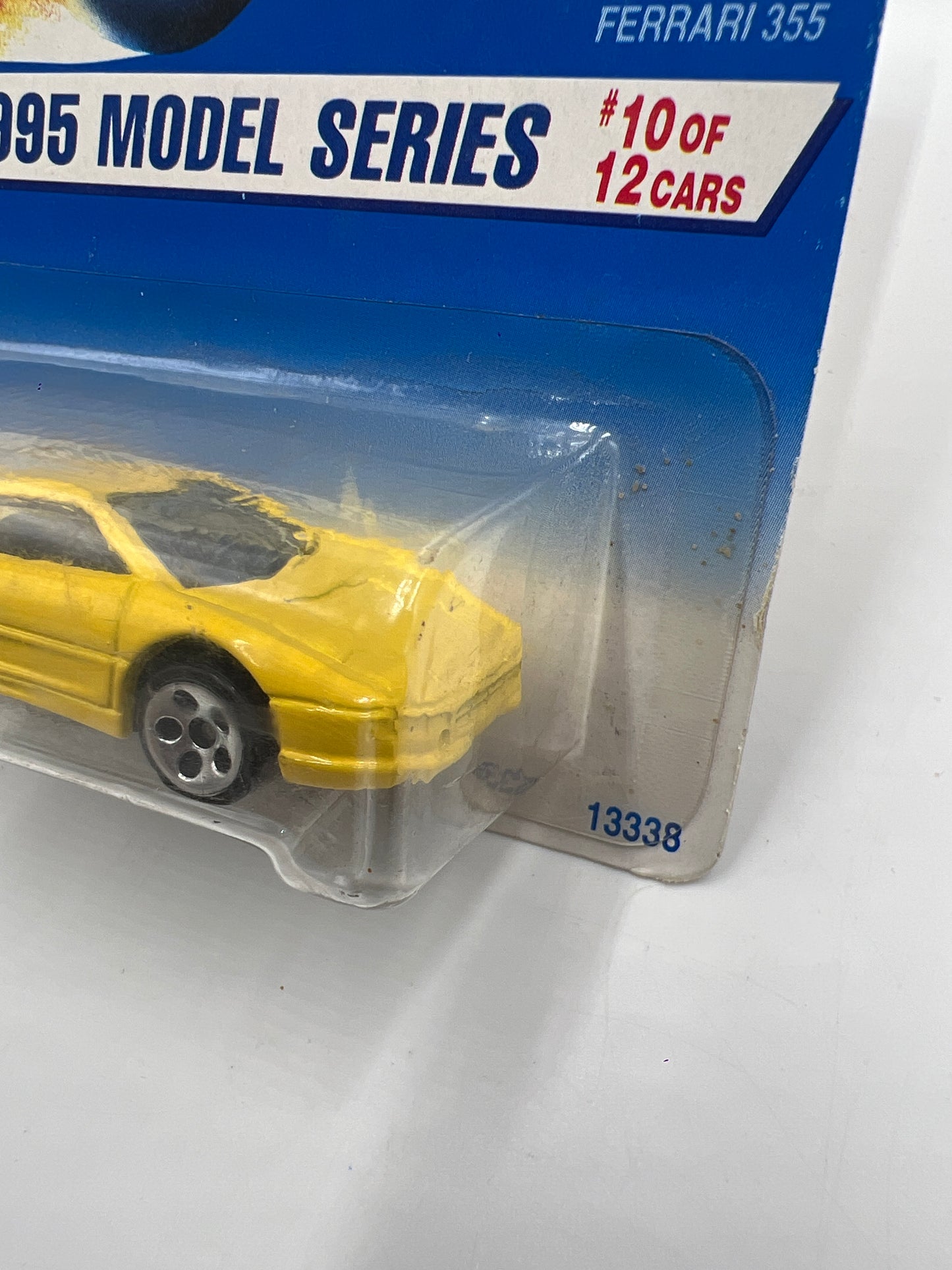 1995 Hot Wheels Model Series #350 Ferrari 355 Yellow 5 Dot Wheels *Bad Card*