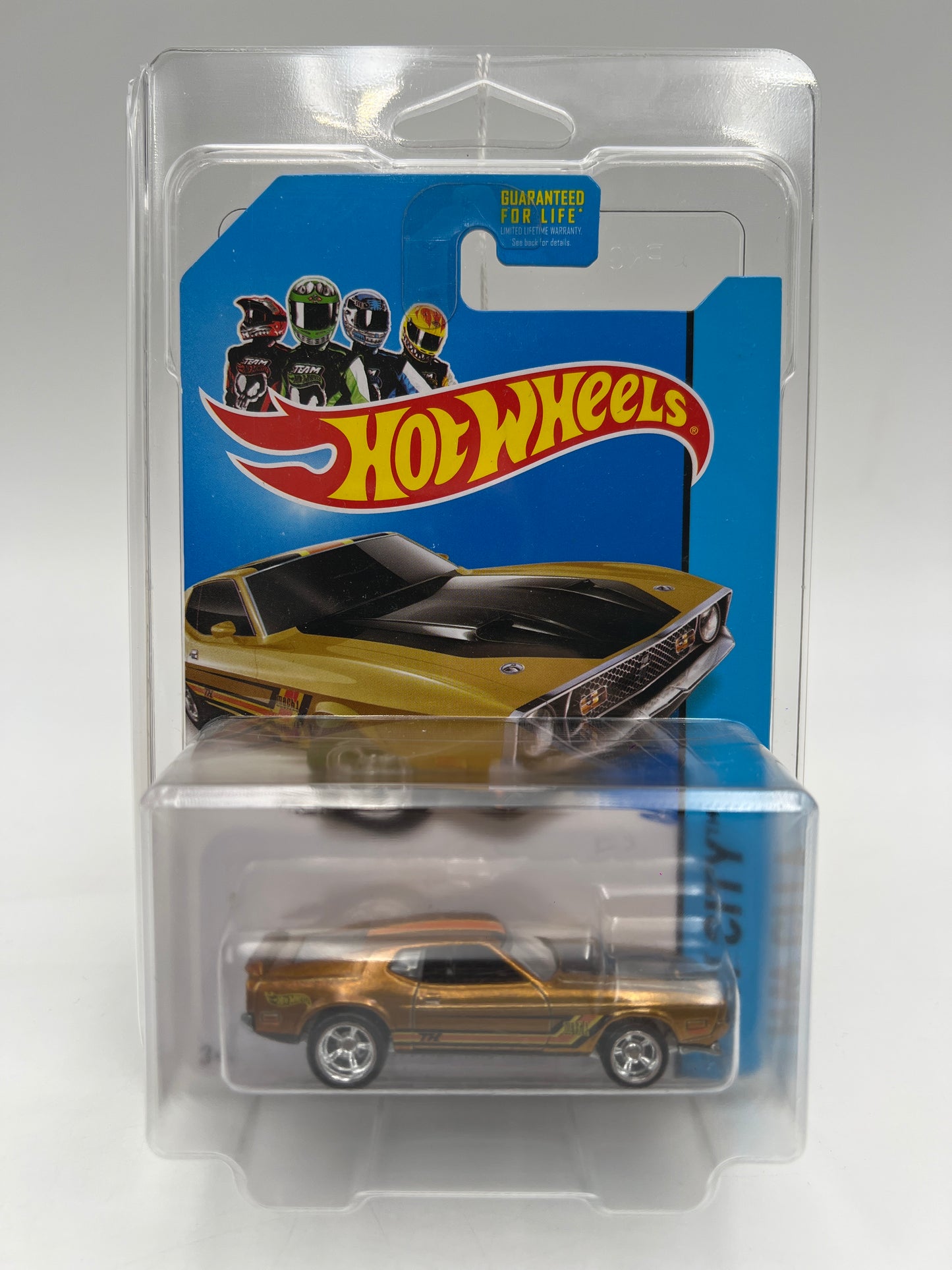 2014 Hot Wheels Super Treasure Hunt #94 1971 Mustang Mach 1 Gold W/Protector