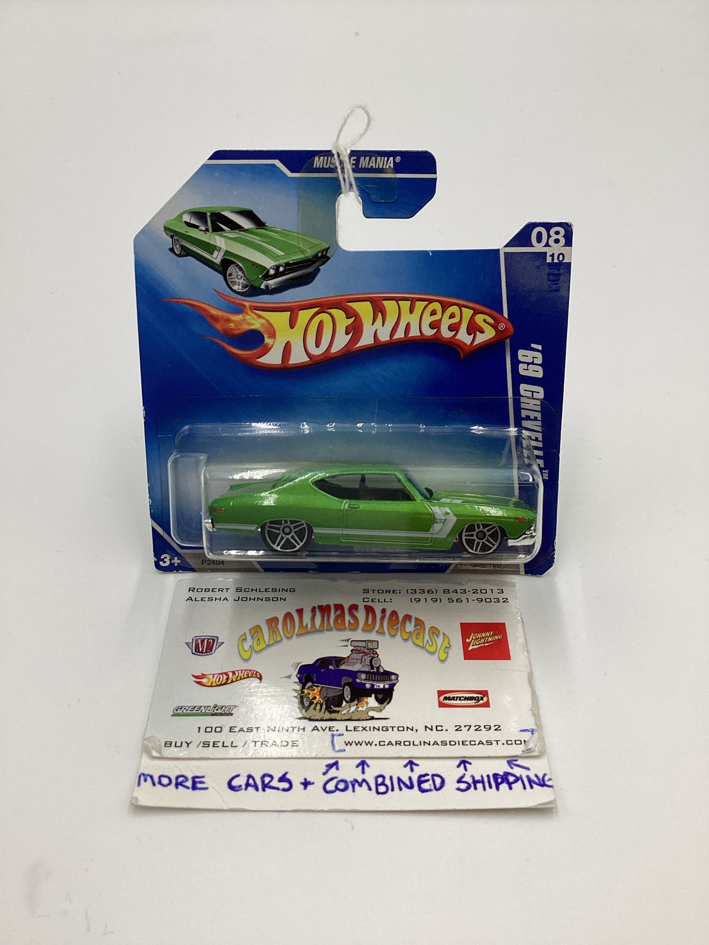 2009 Hot Wheels #084 69 Chevelle Green Short Card 5F