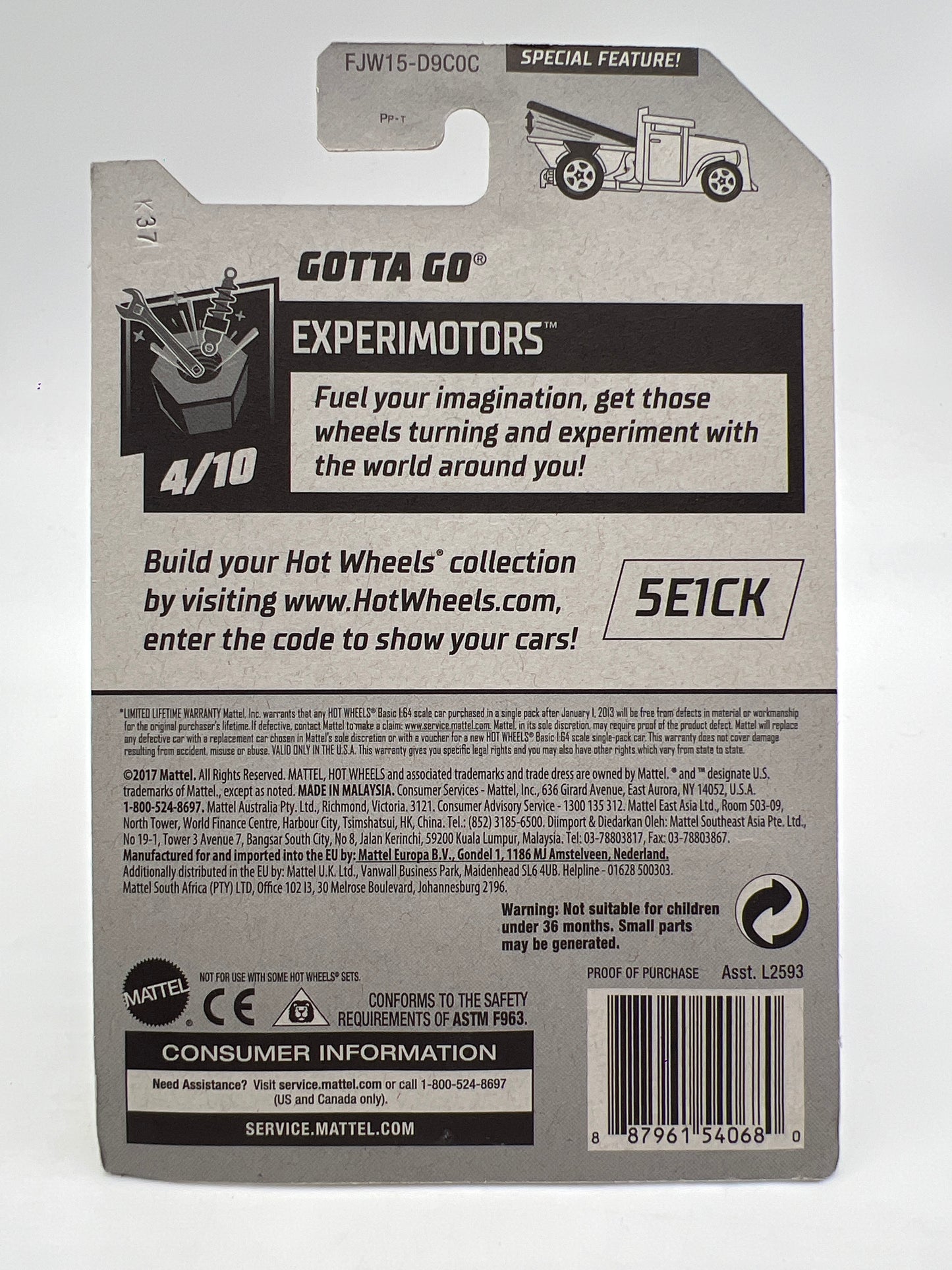 2018 Hot Wheels Experimotors #49 Gotta Go Pink W/Protector