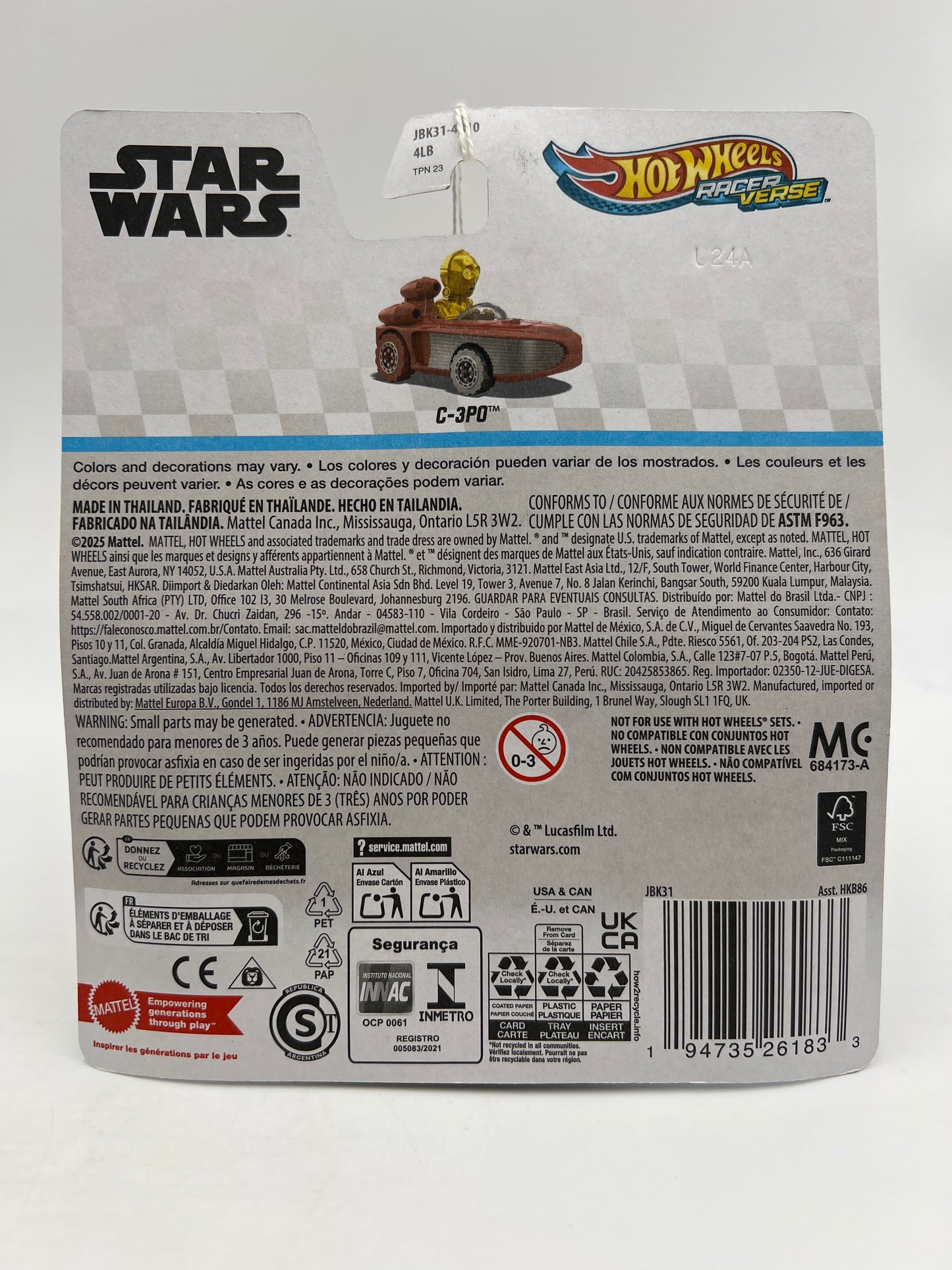 2025 Hot Wheels Racer Verse Star Wars C-3PO 110C