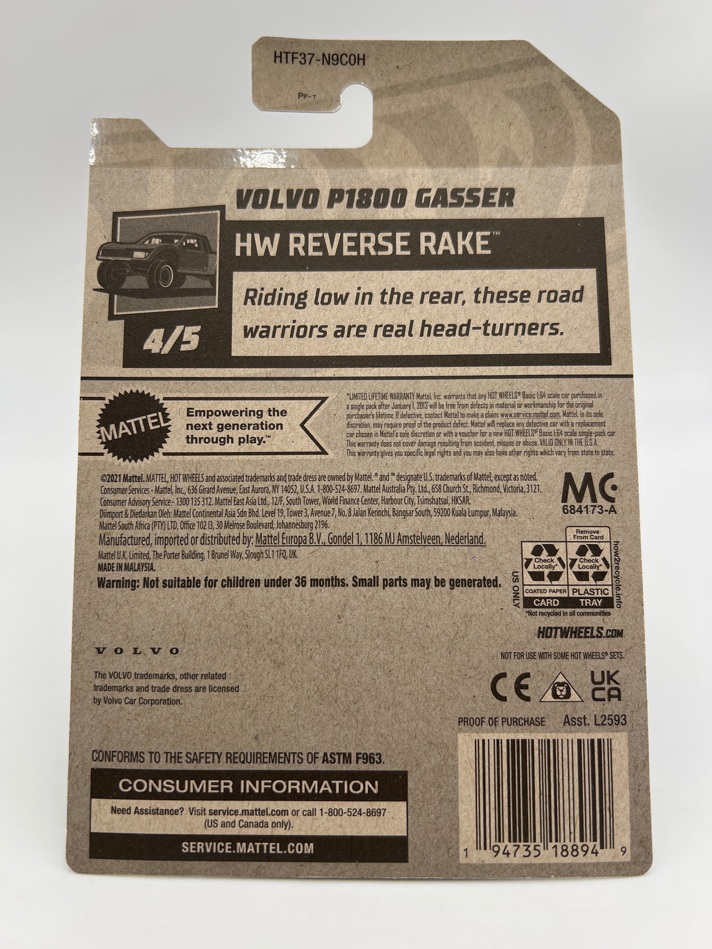 2024 Hot Wheels Super Treasure Hunt #153 Volvo P1800 Gasser Blue W/Protector